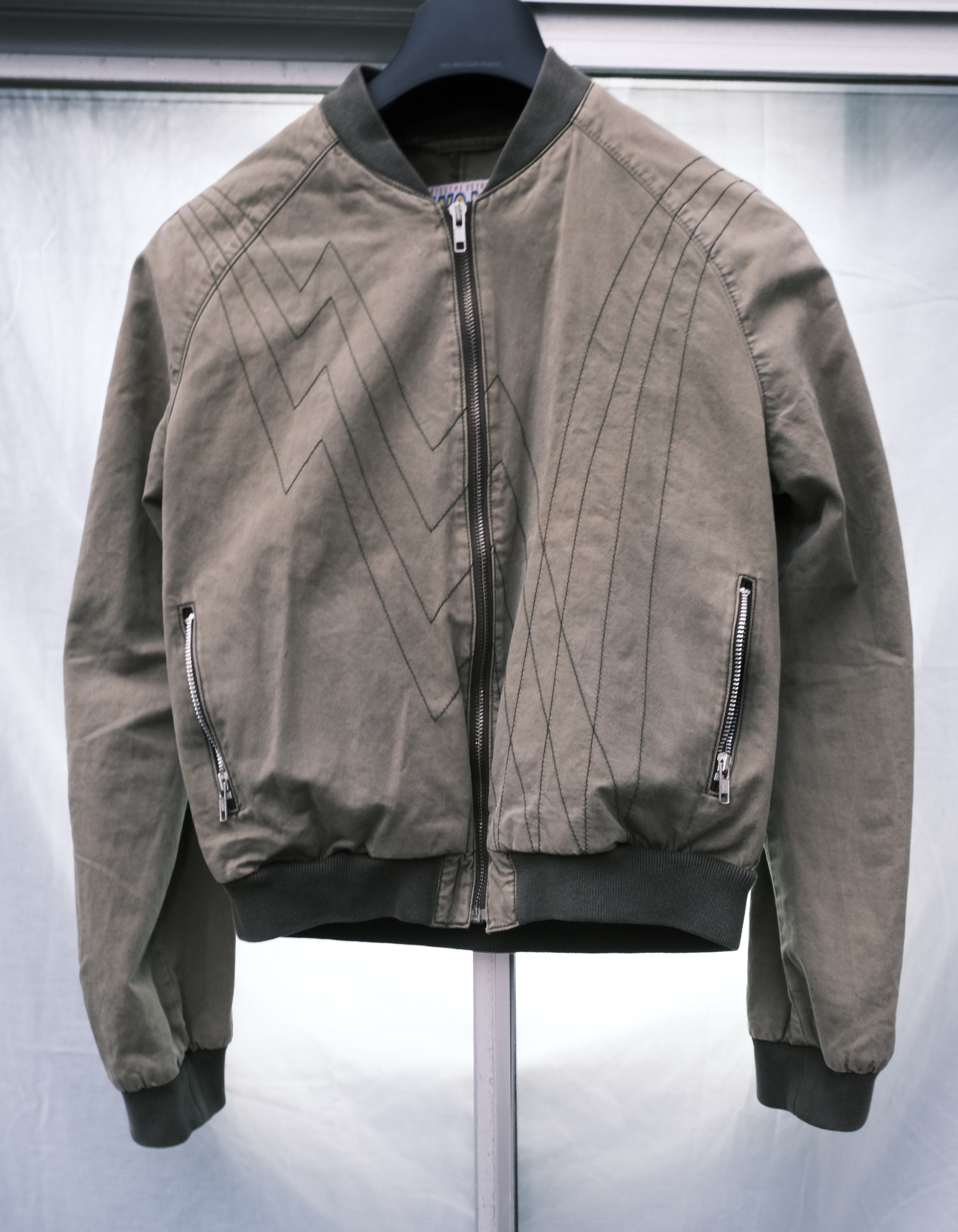 W&LT- 90s - WILD & LETHAL TRASH - KISS THE FUTURE! Khaki Bomber Jacket  by Walter Van Beirendonck in size S from COATS & JACKETS category
