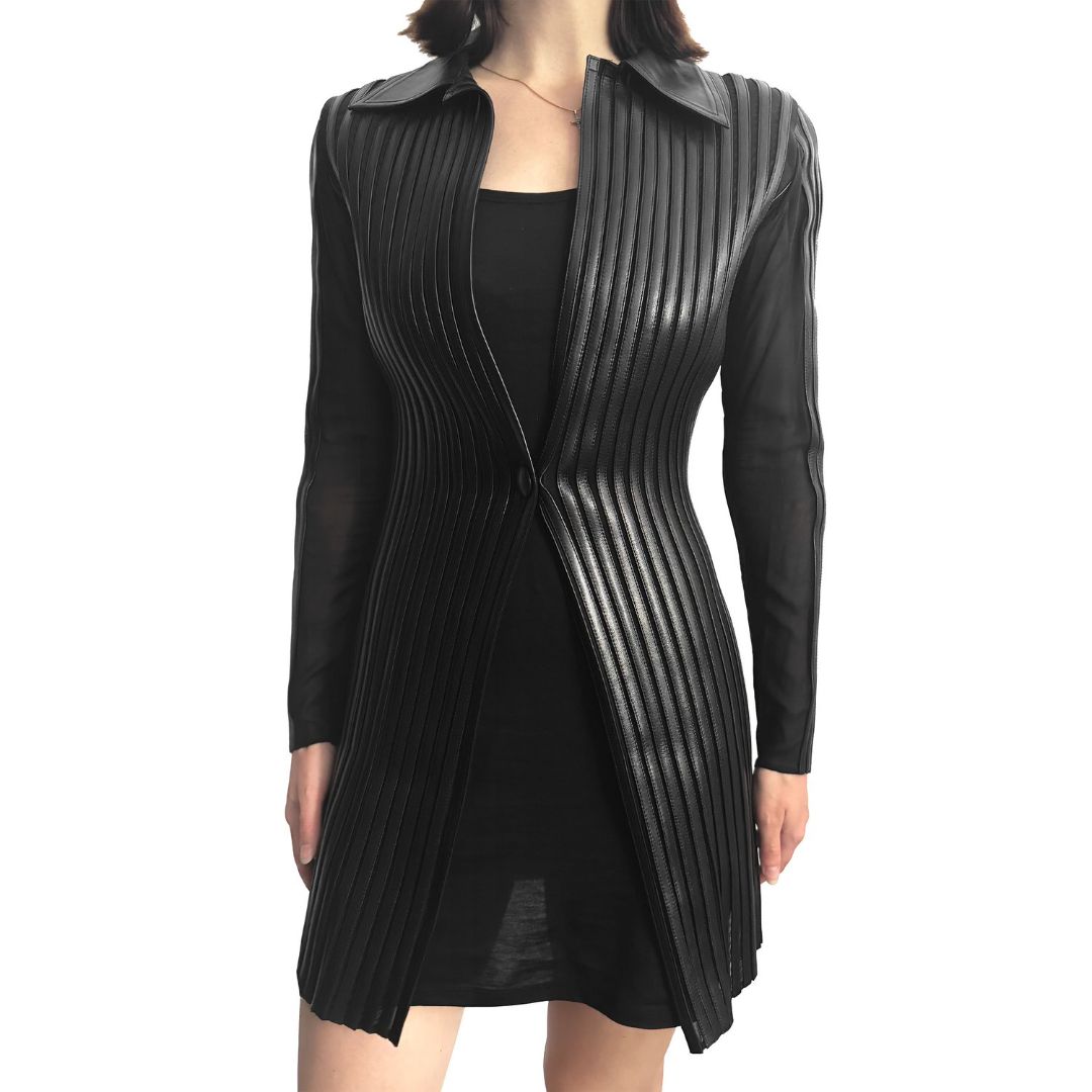 Jitrois SS 1999 leather and silk panelled jacket by JITROIS in size S from COATS & JACKETS category