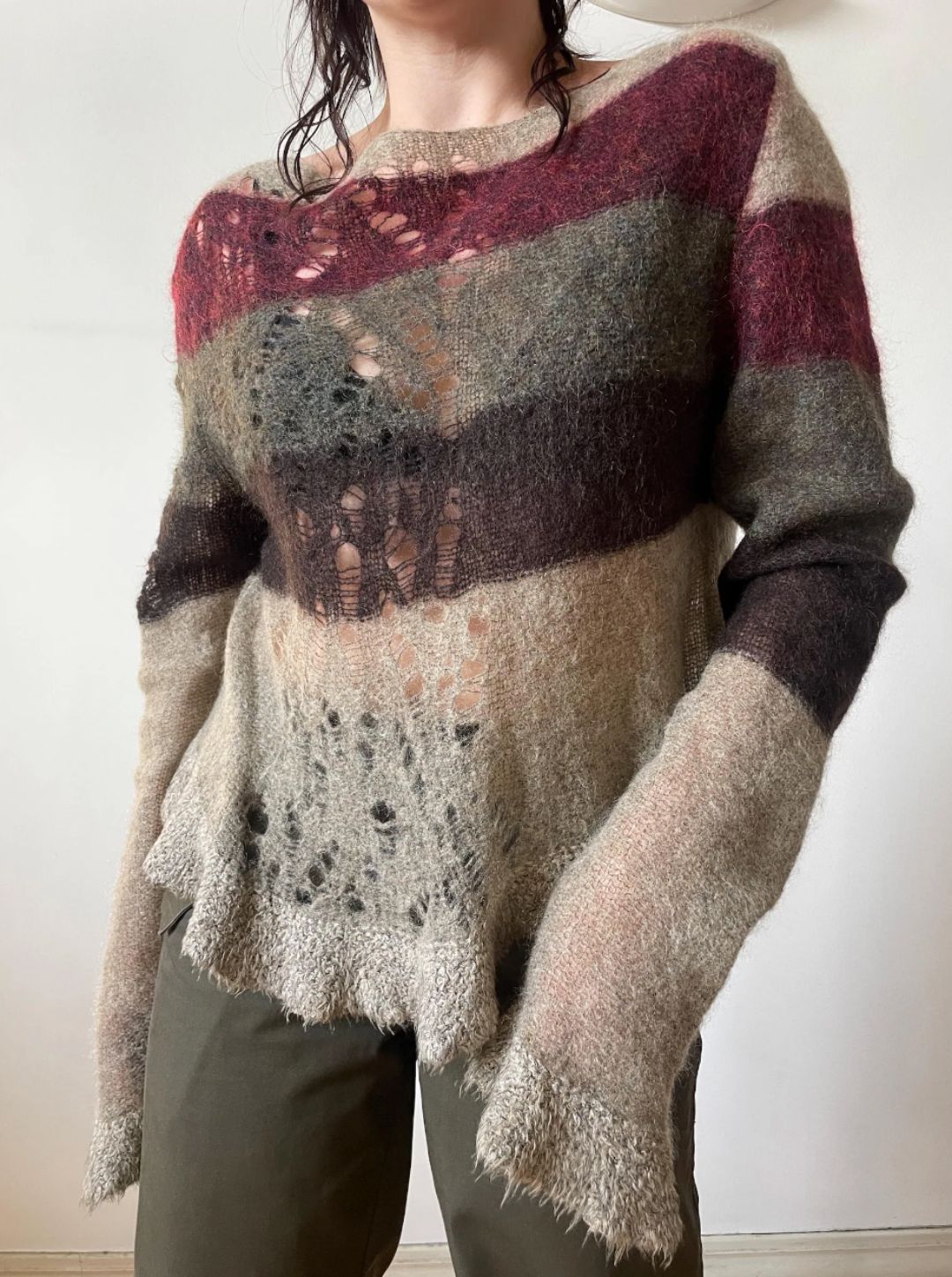 Sarah Pacini striped spider web knitted sweater by SARAH PACINI in size ONE SIZE from TOPS category