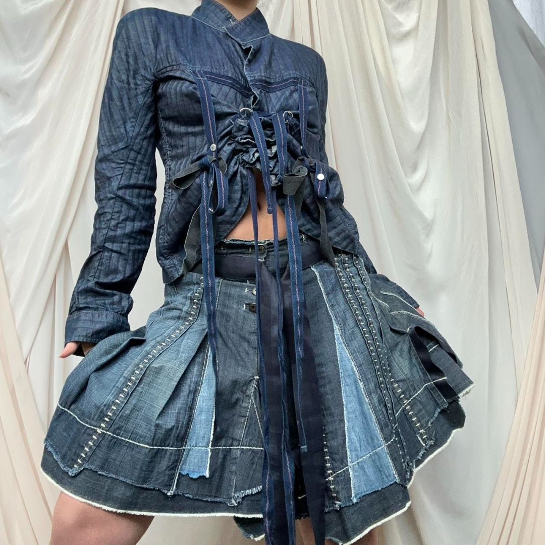 navy bondage tie shirt  by MARITHE AND FRANCOIS GIRBAUD in size FR 38 from DENIM category