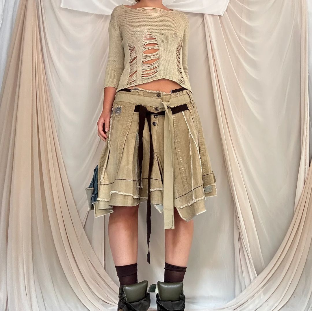 DISTRESSED DECONSTRUCTED RIBBON SKIRT by MARITHE AND FRANCOIS GIRBAUD in size FR 40 from SKIRTS category