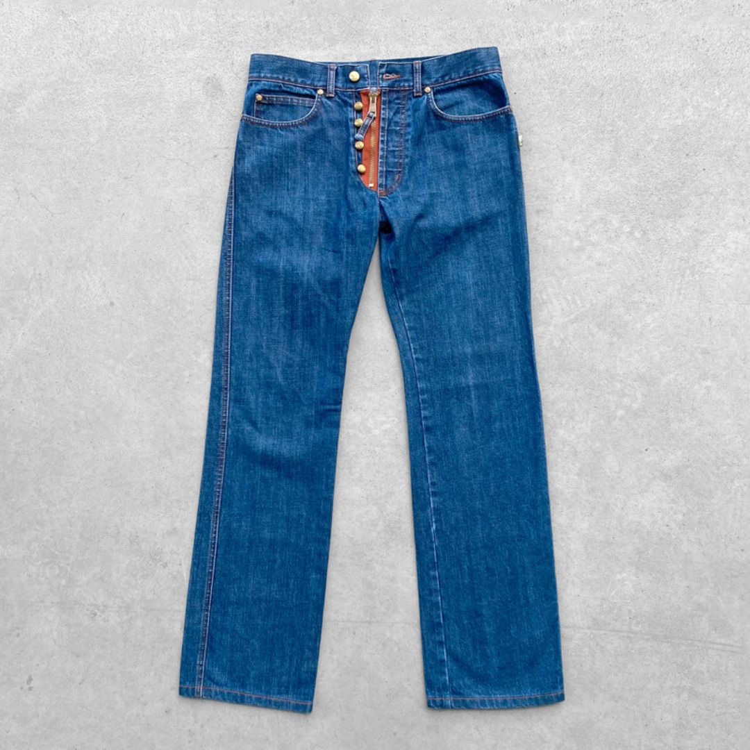 Jean Paul Gaultier Rare Double Closure Straight Jeans by JEAN PAUL GAULTIER in size M from DENIM category