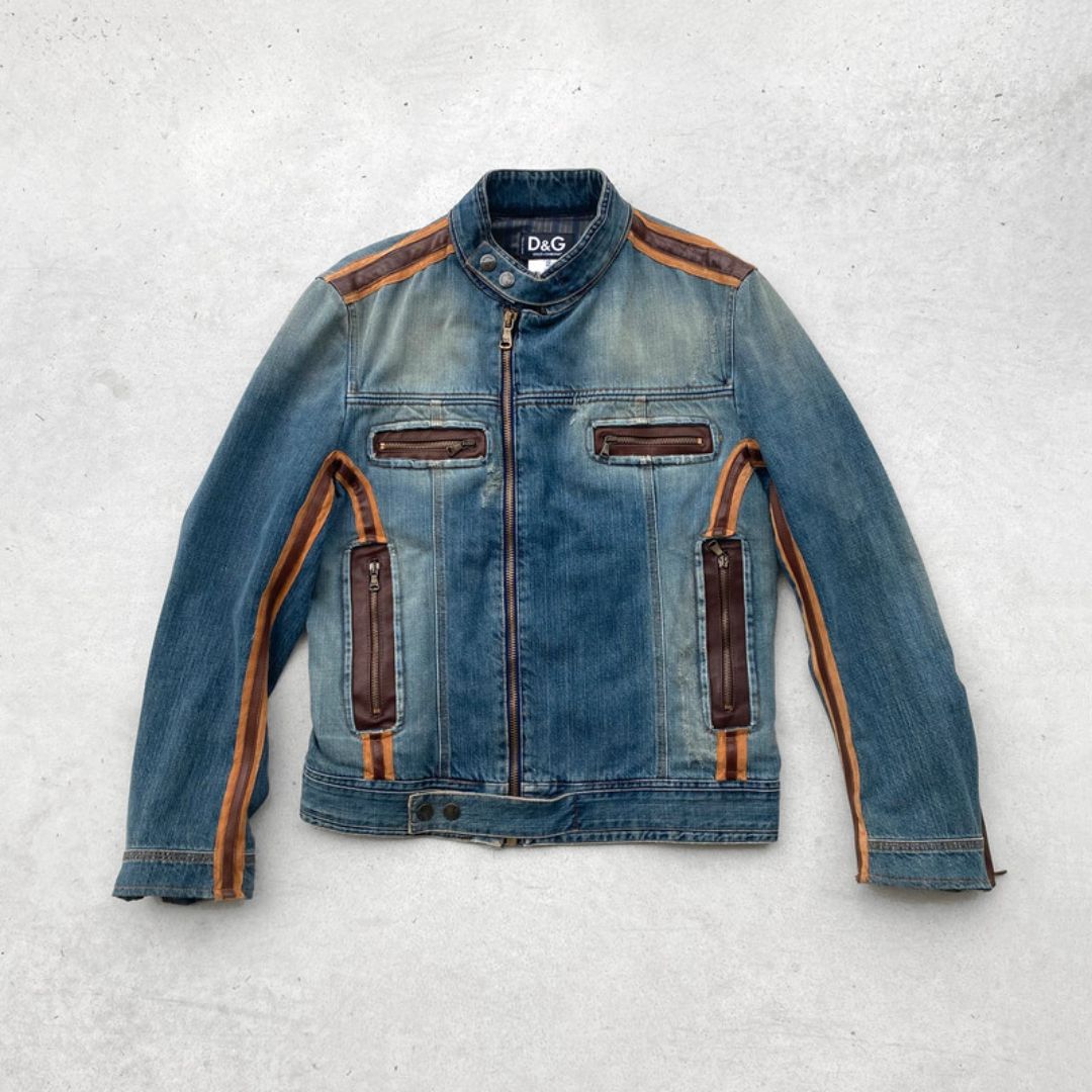 Dolce & Gabbana AW05 Denim Leather Jacket Vintage by DOLCE & GABBANA in size M from COATS & JACKETS category