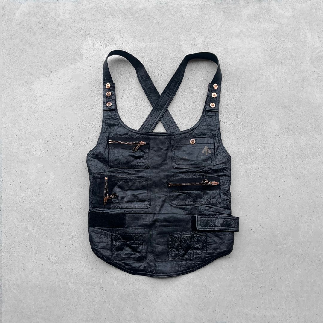 Jean Paul Gaultier “Safe Sex” Leather Bondage Vest by JEAN PAUL GAULTIER in size L from TOPS category
