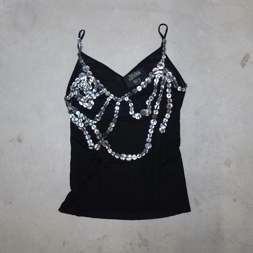 Jean Paul Gaultier Mother of Pearl Button Tank by JEAN PAUL GAULTIER in size AU/UK 10 from TOPS category