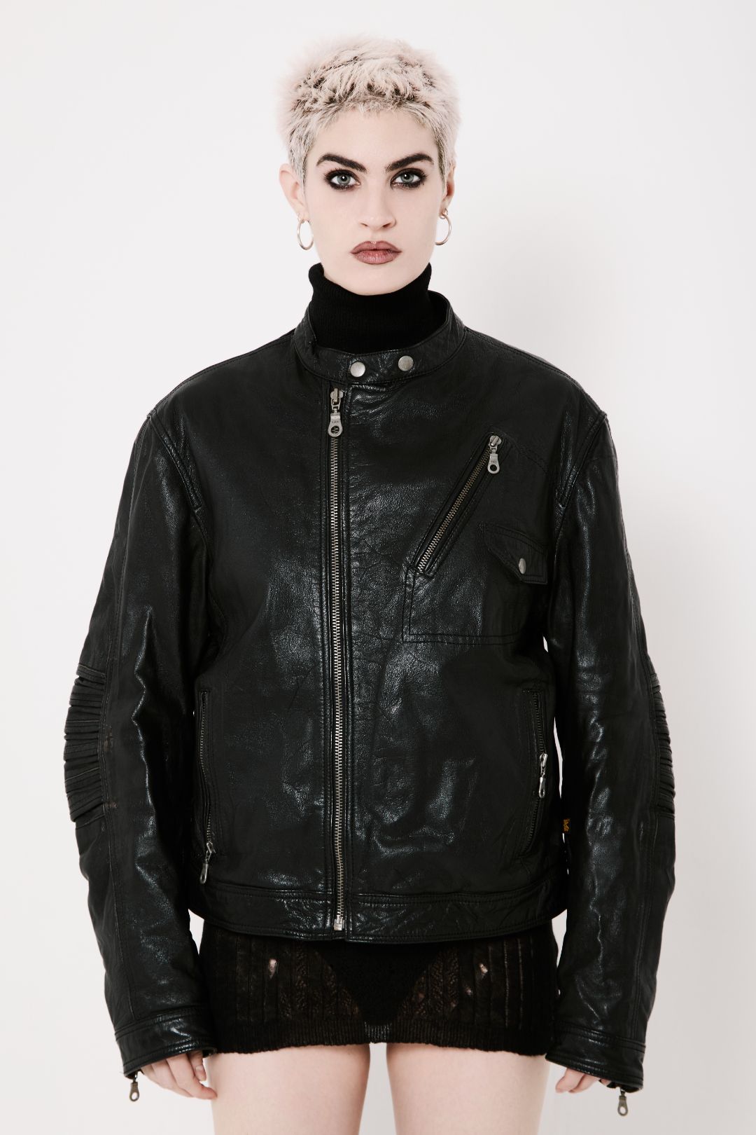 VTG Alpha Industries leather biker jacket by Alpha Industries in size L from COATS & JACKETS category