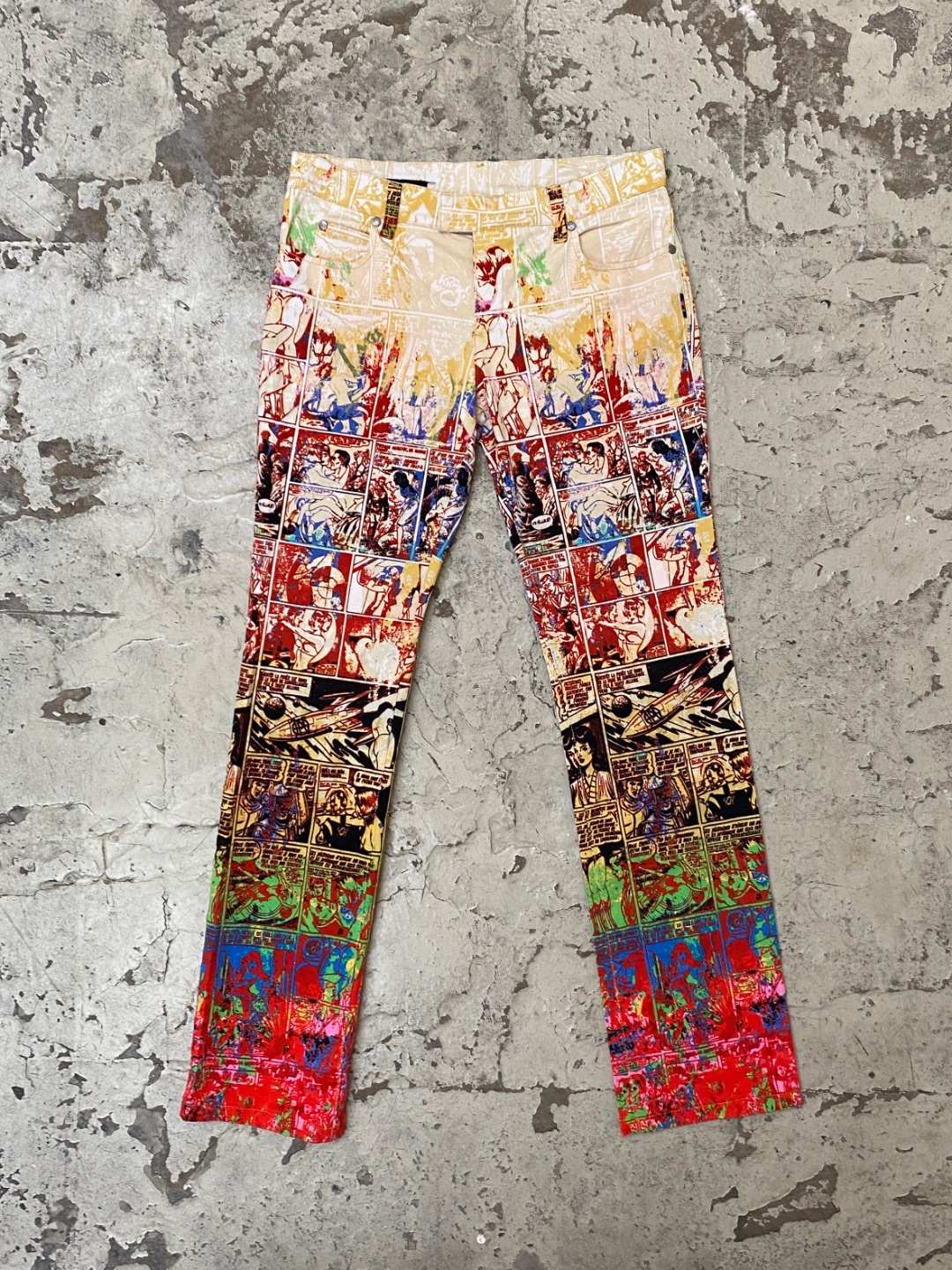 Jean Paul Gaultier Comic Book « SAFE SEX » Straight Pants by JEAN PAUL GAULTIER in size W30 from TROUSERS category