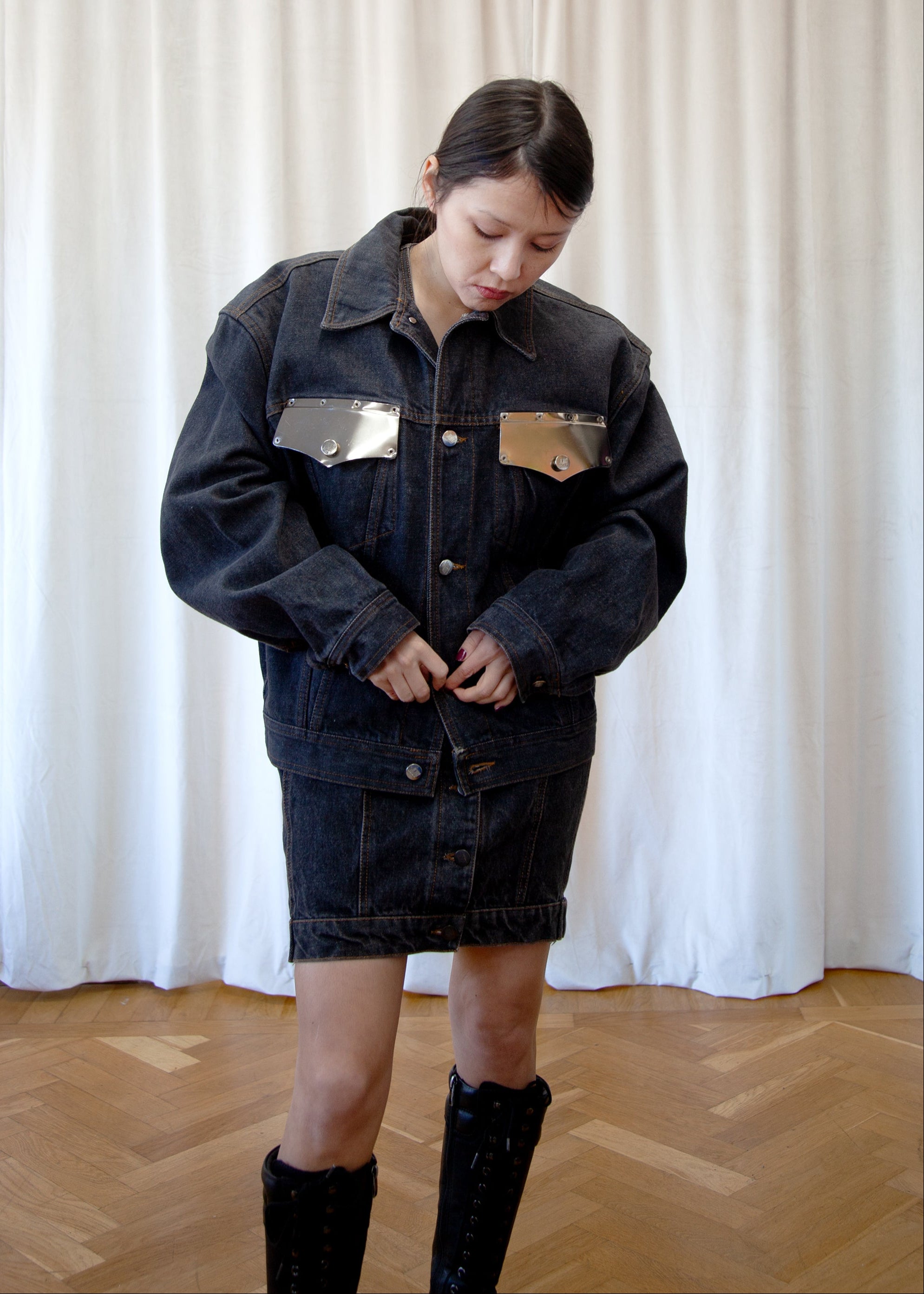 Junior Gaultier ’The Concierge is in the staircase’ denim jacket, Spring 1988 by JEAN PAUL GAULTIER in size XXL from COATS & JACKETS category