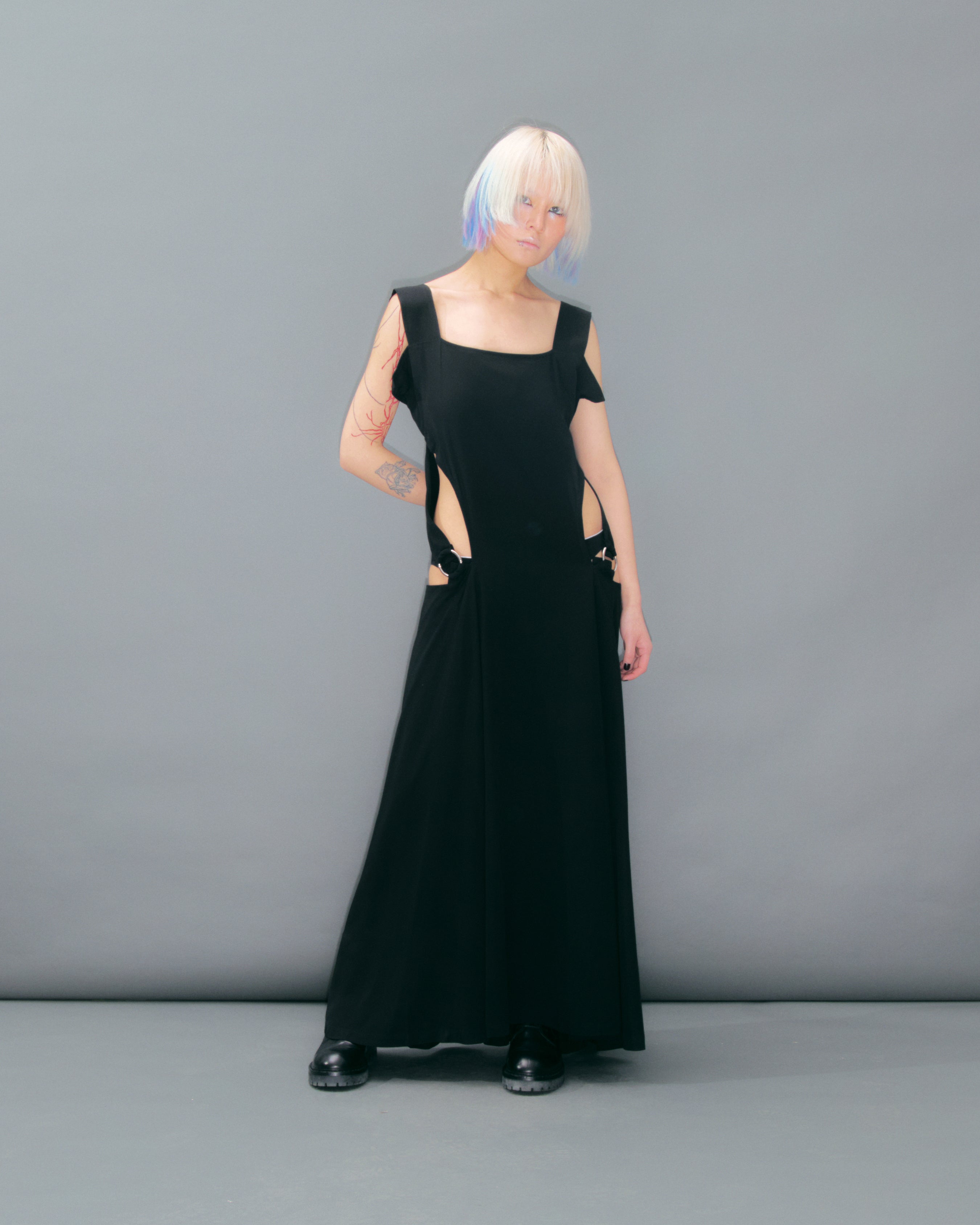 Black Buckle Dress Cut Out by YOHJI YAMAMOTO in size S from DRESSES category