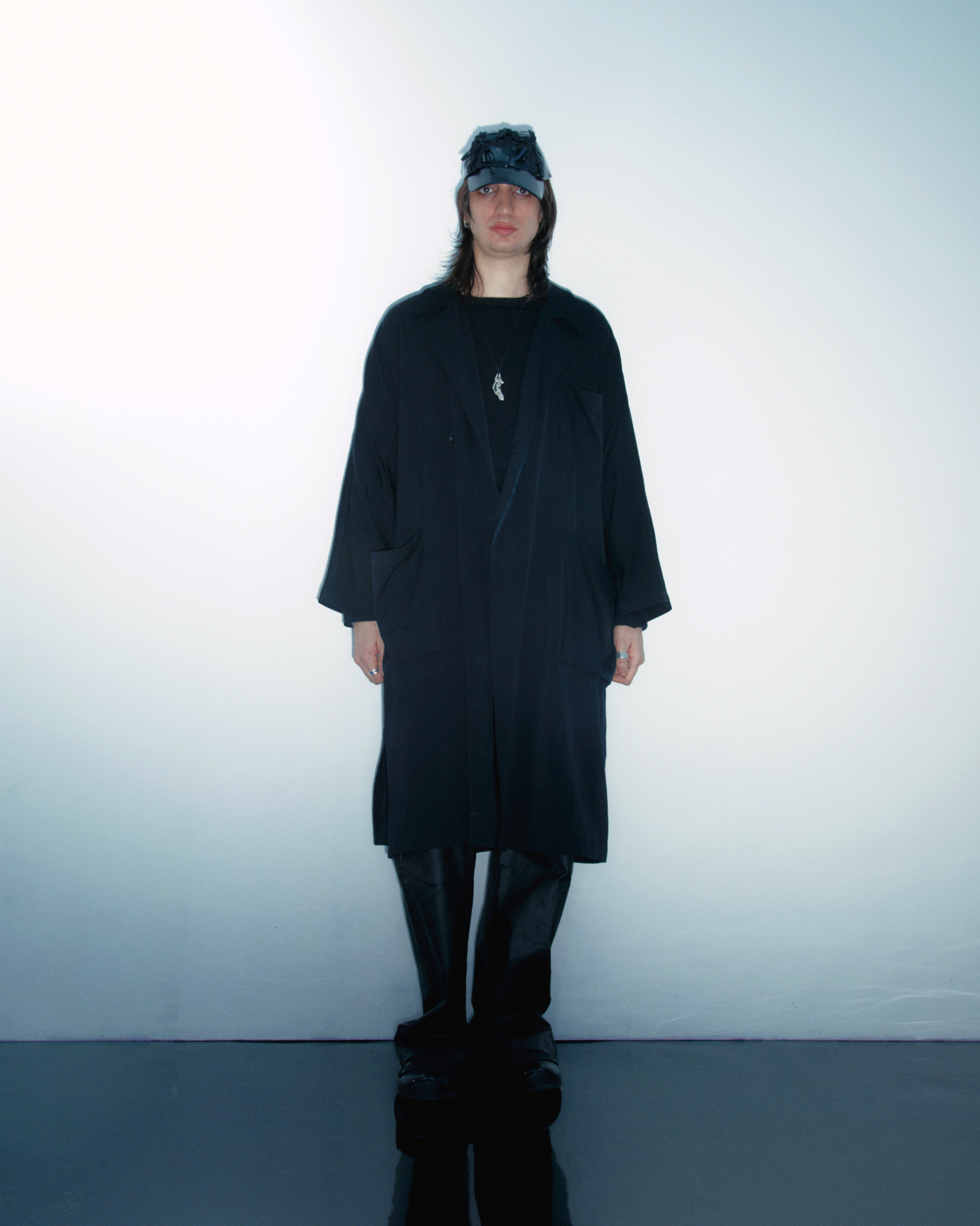 Long Black Trench Coat by YOHJI YAMAMOTO in size XL from COATS & JACKETS category