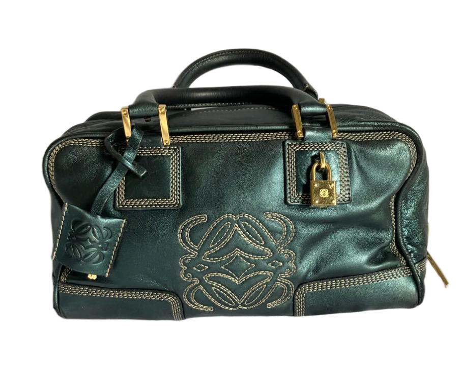 Loewe Amazonia 28 Leather Metallic Green Handbag by LOEWE in size ONE SIZE from BAGS category