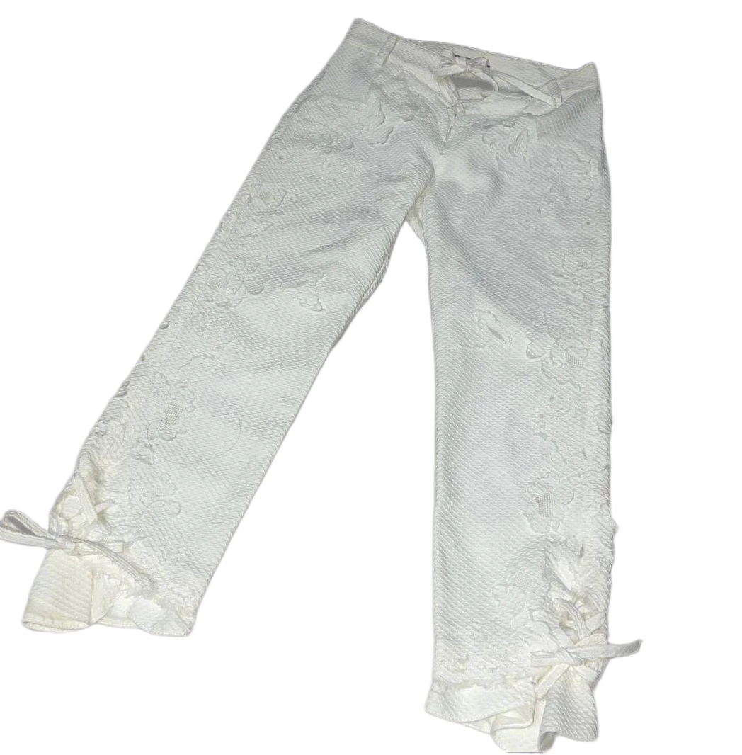 Ermanno Scervino White Lace up Capris by ROBERTO CAVALLI in size XS from TROUSERS category