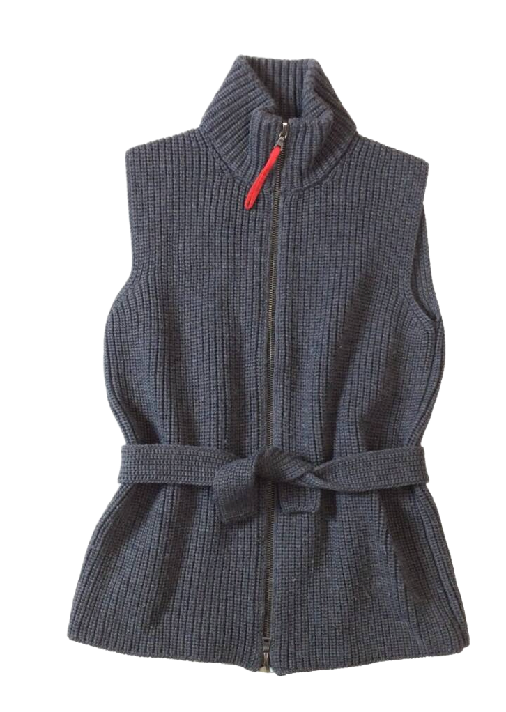 Prada Wool Knit Vest Full Zip Belted Sweater Jacket Gray by PRADA in size S from COATS & JACKETS category