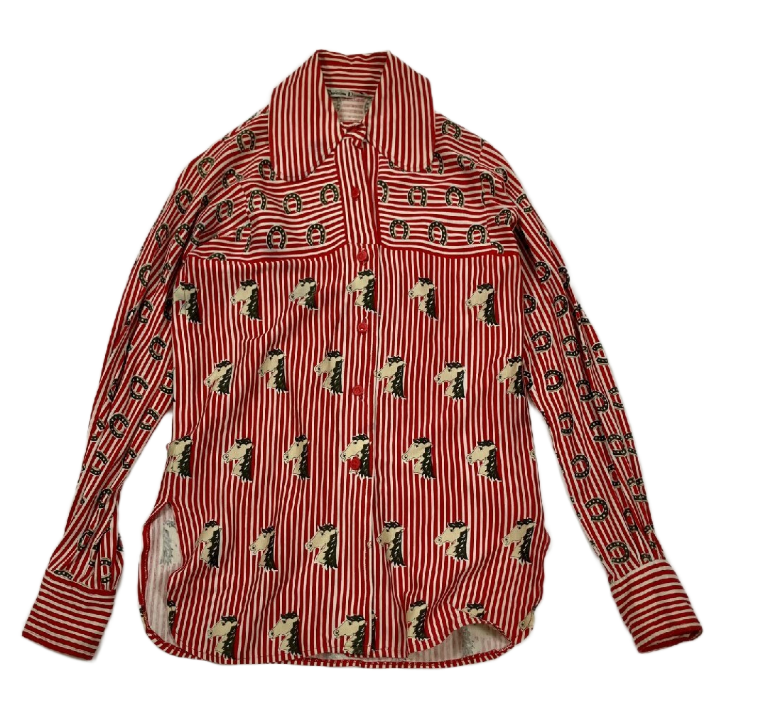 Christian Dior Long Sleeve Shirt Tops Pattern Horseshoe Red blouse by DIOR in size XS from TOPS category