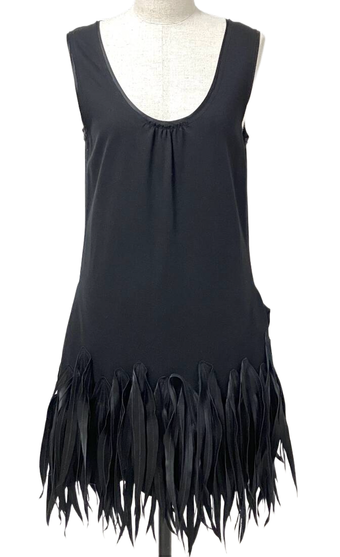 VIVIENNE TAM sleeveless dress with fringe leaf feather hem by VIVIENNE WESTWOOD in size S from DRESSES category