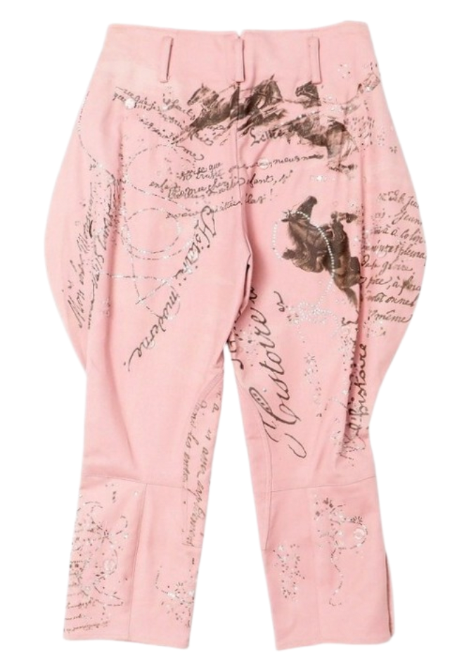 RALPH LAUREN Collection Cropped Caligraphy Horse Graphic Pants Capris Pink Sequin Beaded by RALPH LAUREN in size AU/UK 10 from TROUSERS category