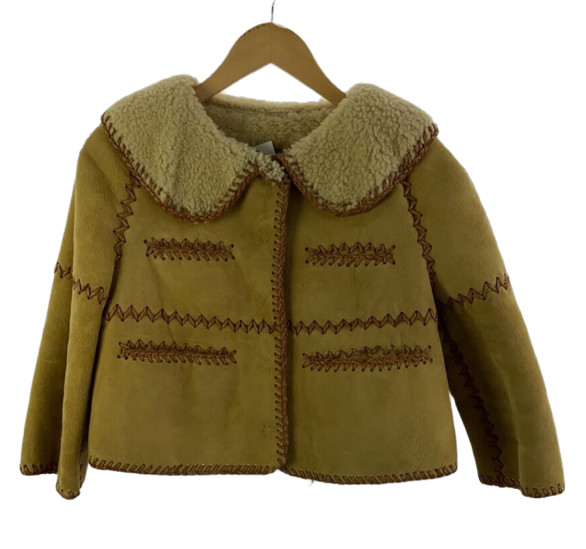 DSQUARED2 Suede Leather Cropped 3/4 Sleeve Shearling Jacket by CÉLINE in size XS from COATS & JACKETS category