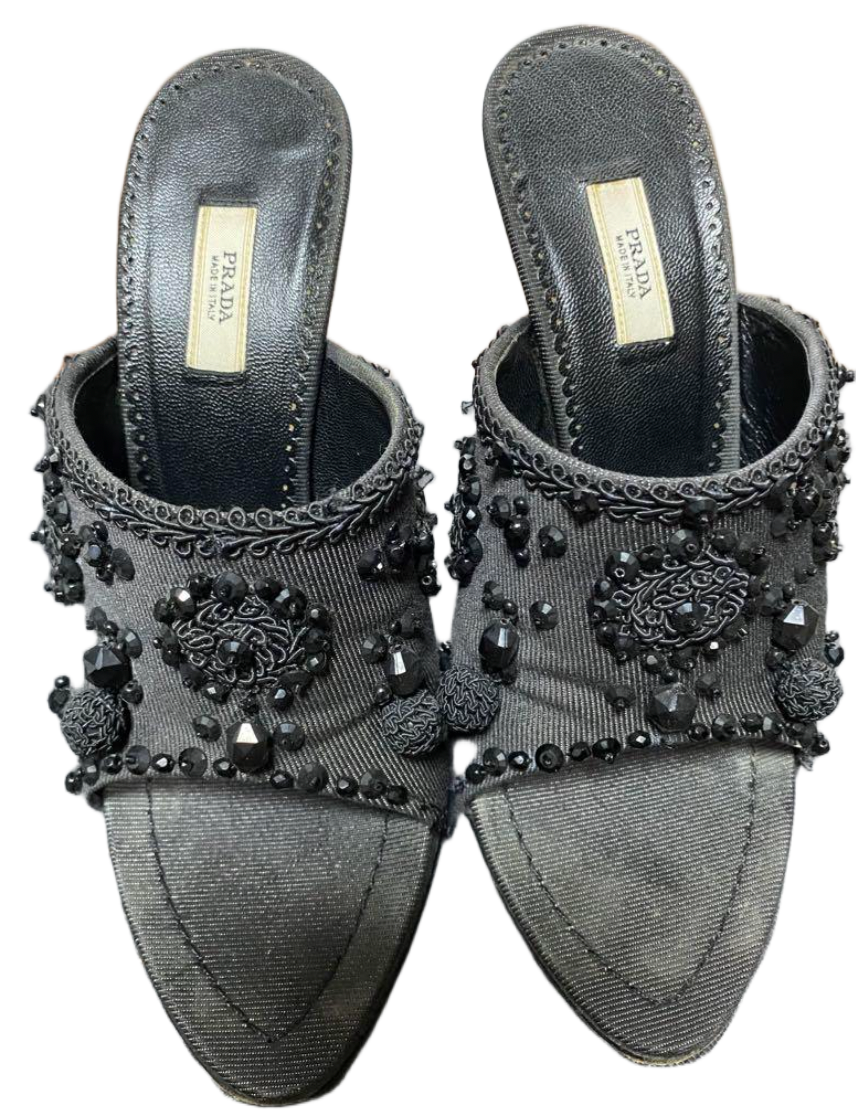 Prada Hand Beaded Mule Sandals Sz 36 by PRADA in size EU 36 from SHOES category