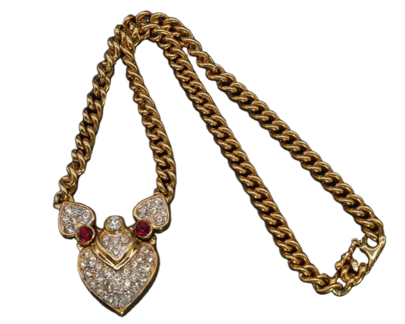 Nina Ricci Gold Chain Rhinestone Heart Necklace 38cm by LANVIN in size ONE SIZE from JEWELLERY & WATCHES category