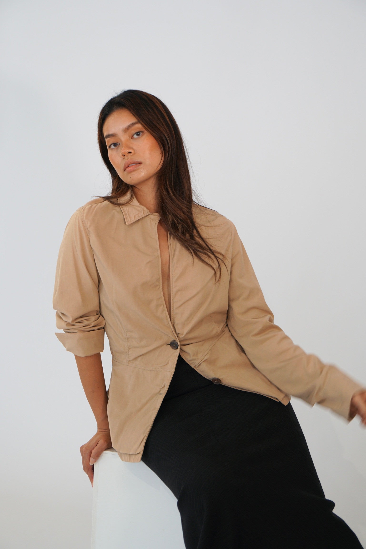 Jil Sander Nude Beige Keyhole Blazer Jacket by JIL SANDER in size M from COATS & JACKETS category