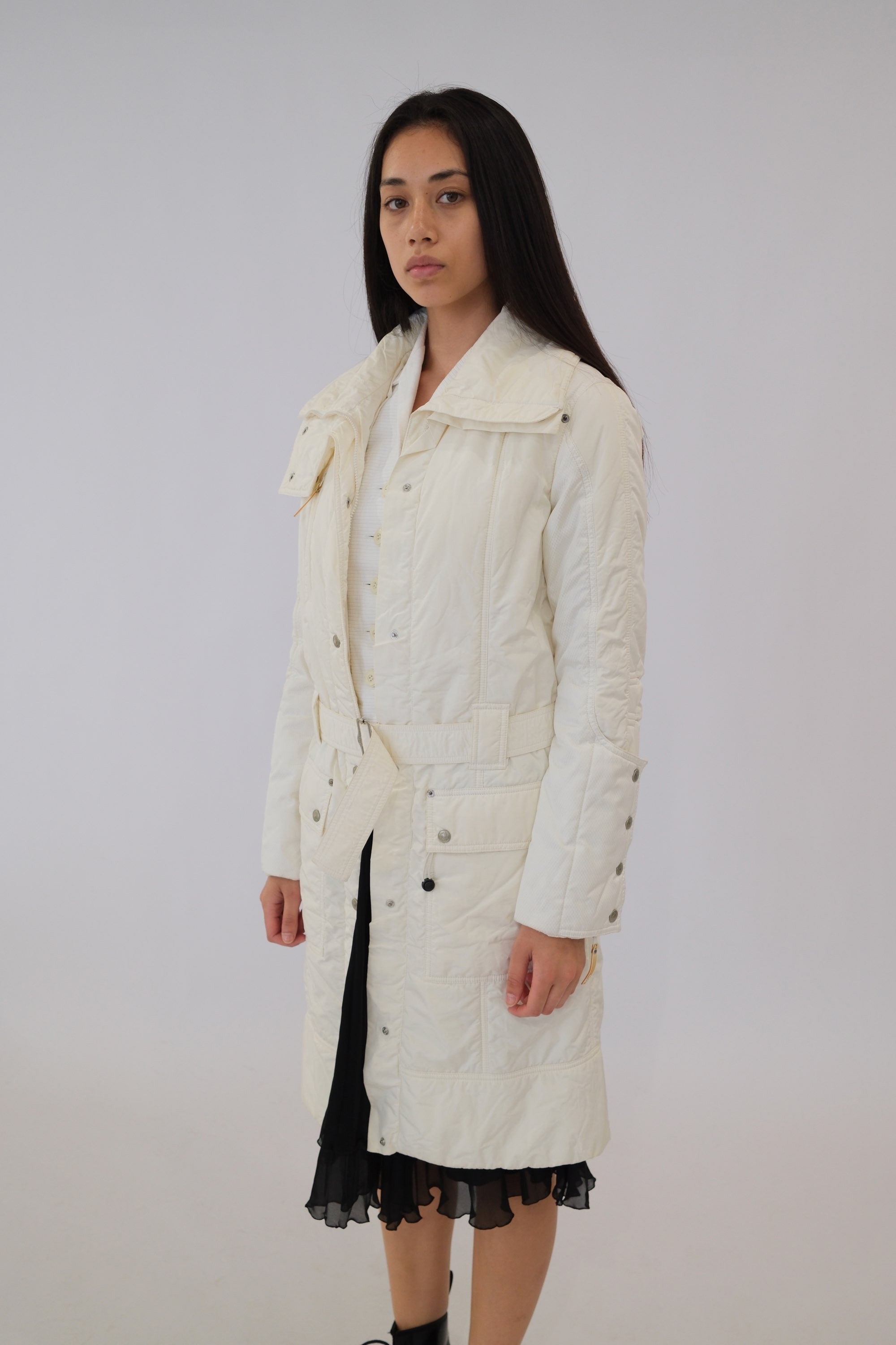 Christian Dior Puffer Snap Button Longline Down Coat w Belt by DIOR in size XS from COATS & JACKETS category