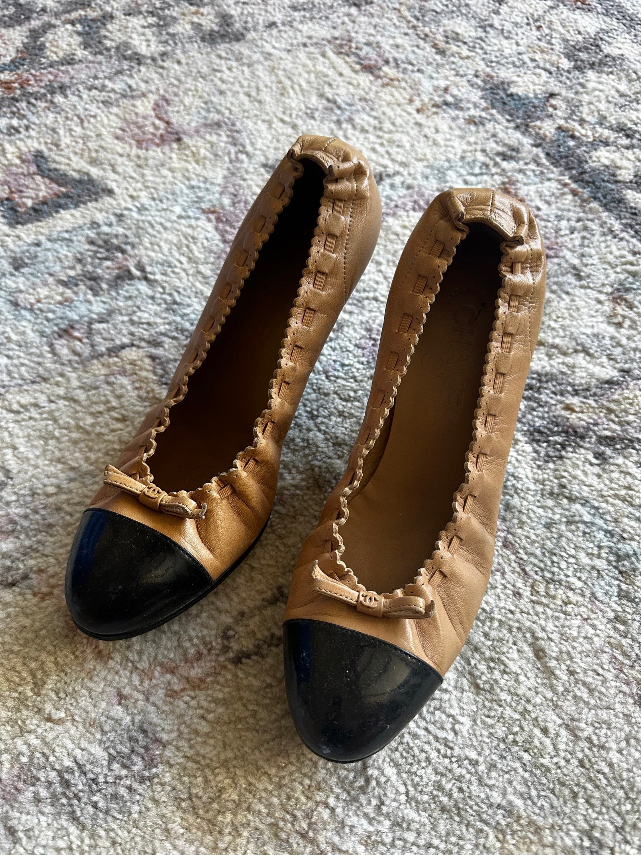 Chanel Two Tone Ballet Flat Heels by CHANEL in size EU 38 from SHOES category