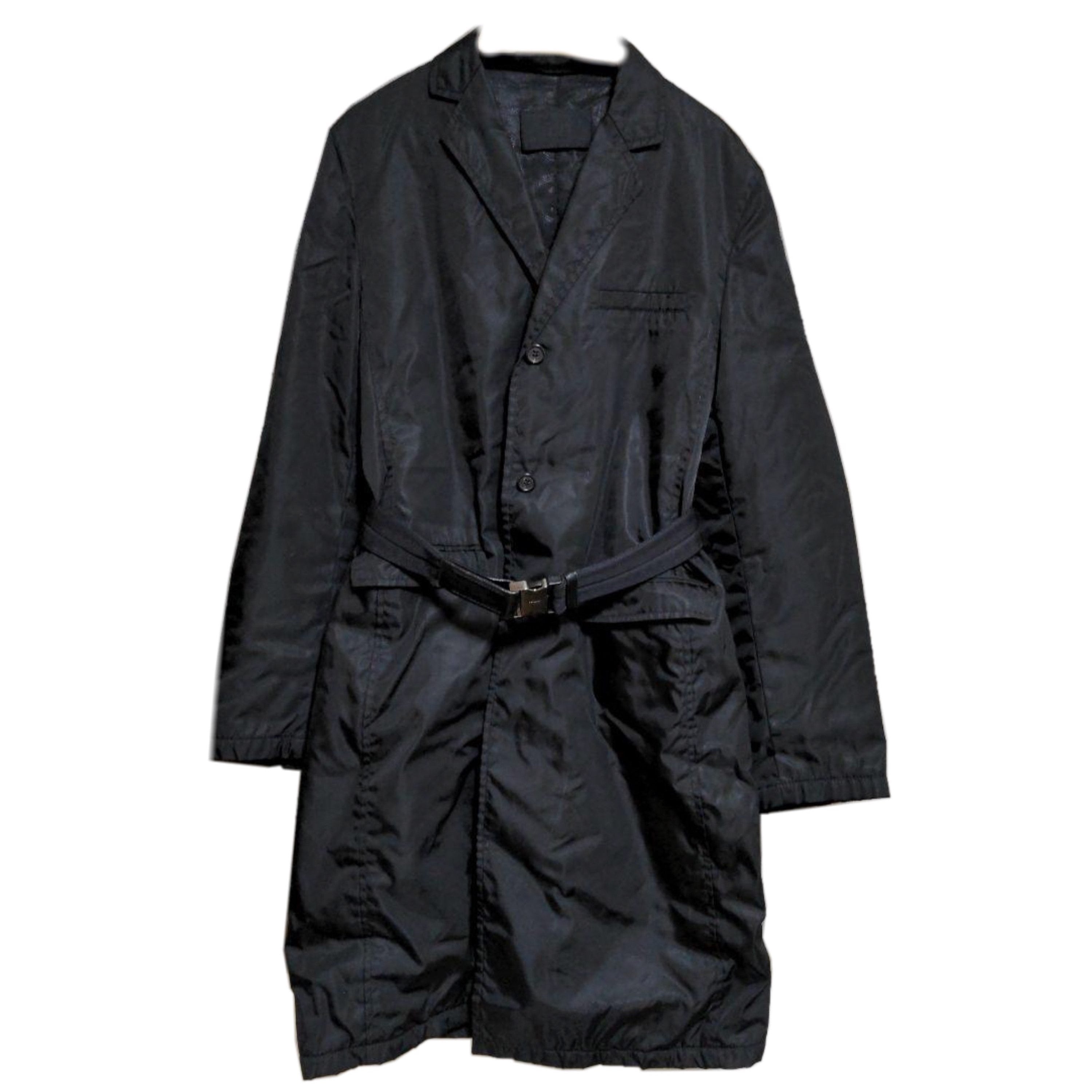 Prada Nylon Button Down Coat w Matching Belt by PRADA in size S from COATS & JACKETS category