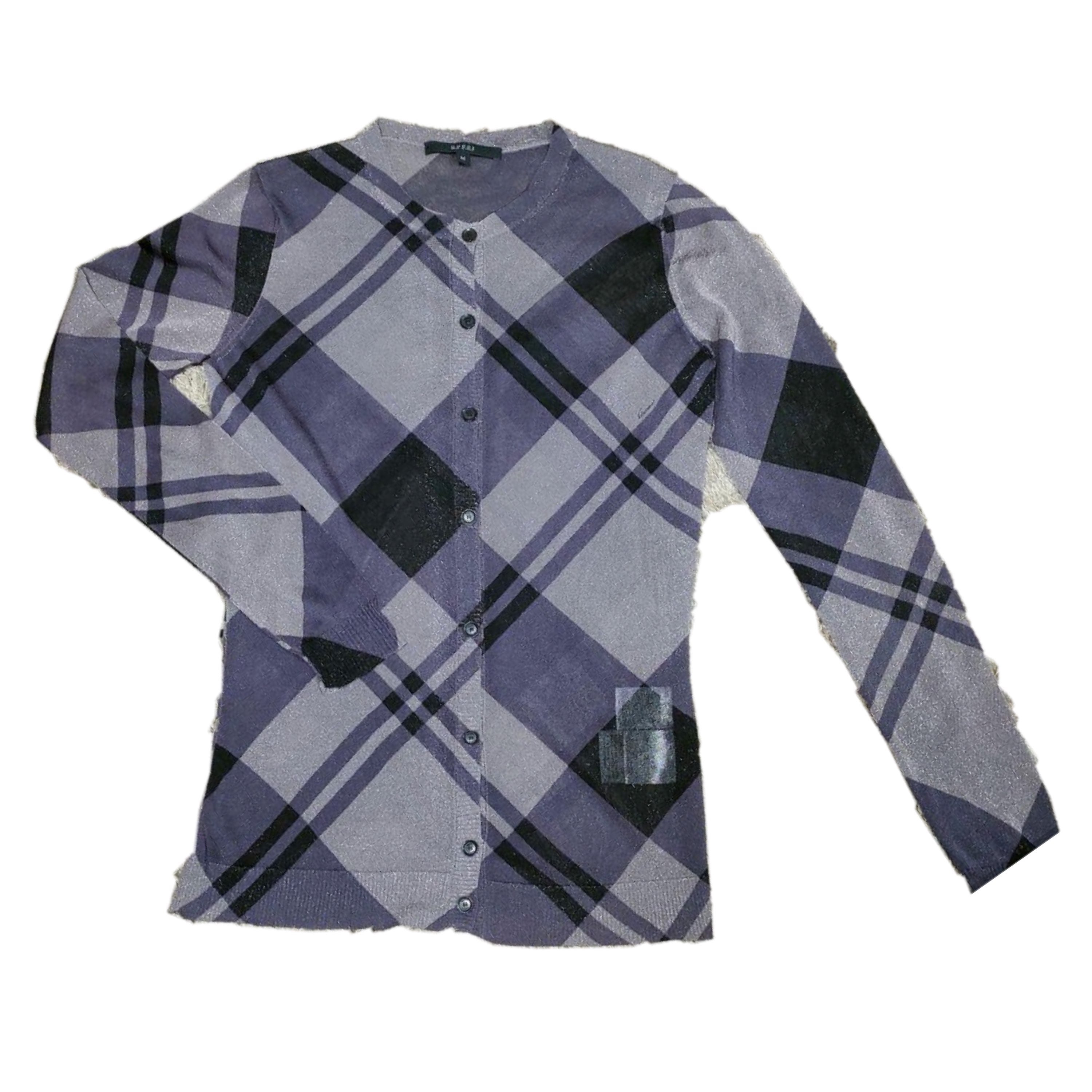 Gucci Plaid Glitter Purple Black Button Down Lurex Cardigan by GUCCI in size S from COATS & JACKETS category