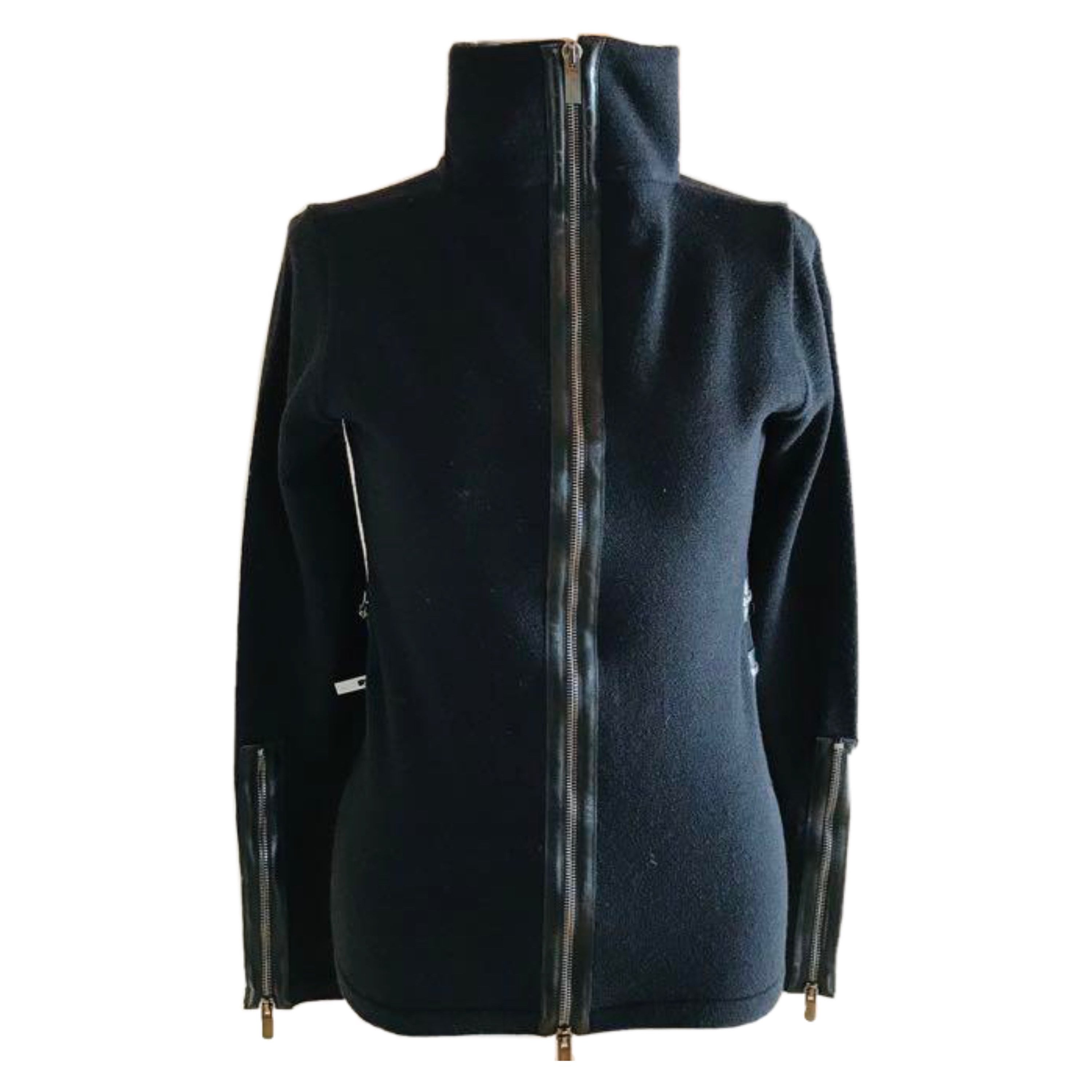 Blumarine Back Zipper High Neck Wool Knit Jacket by BLUMARINE in size S from COATS & JACKETS category