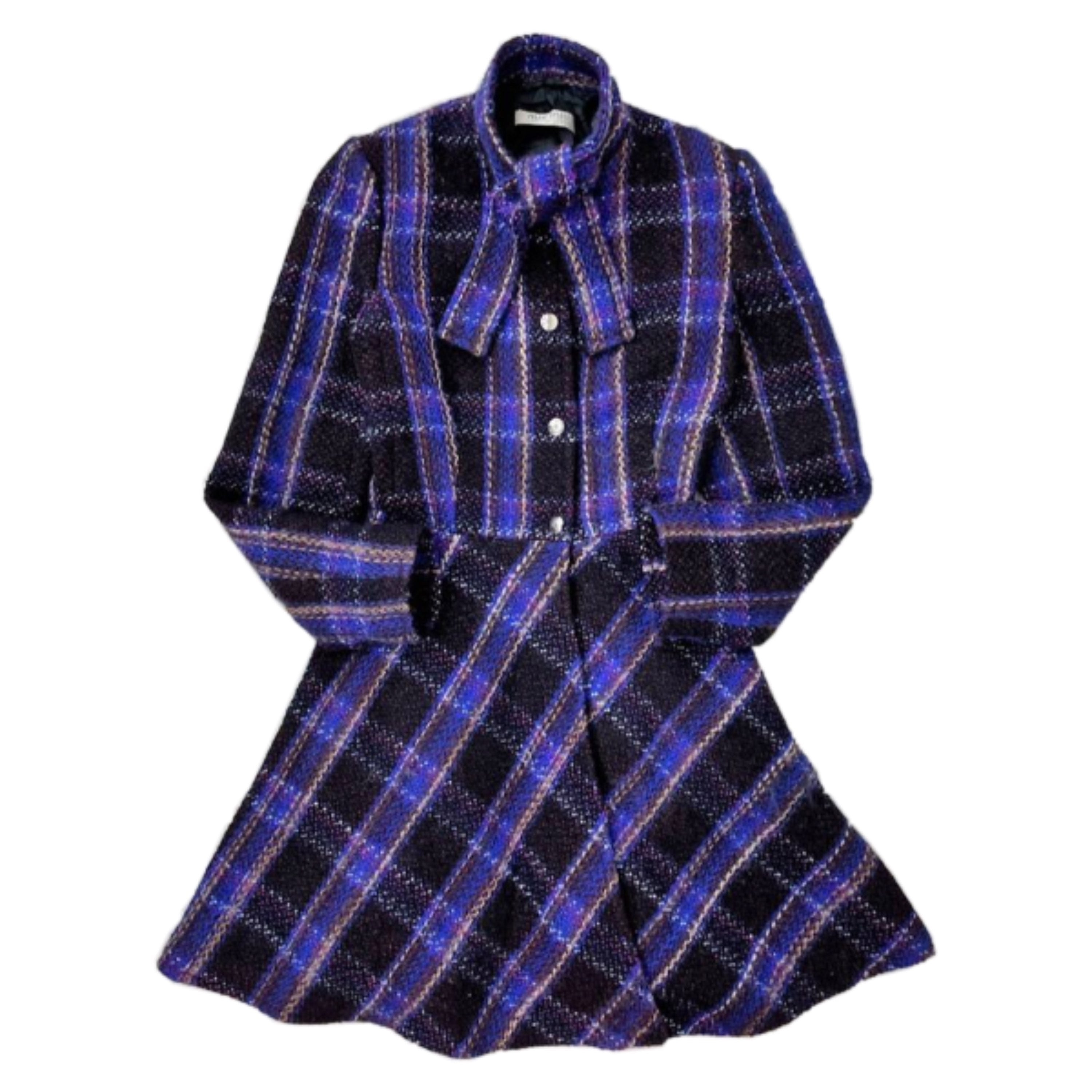 Miu Miu Check Tweed Snap Button Flare Coat by MIU MIU in size XS from COATS & JACKETS category