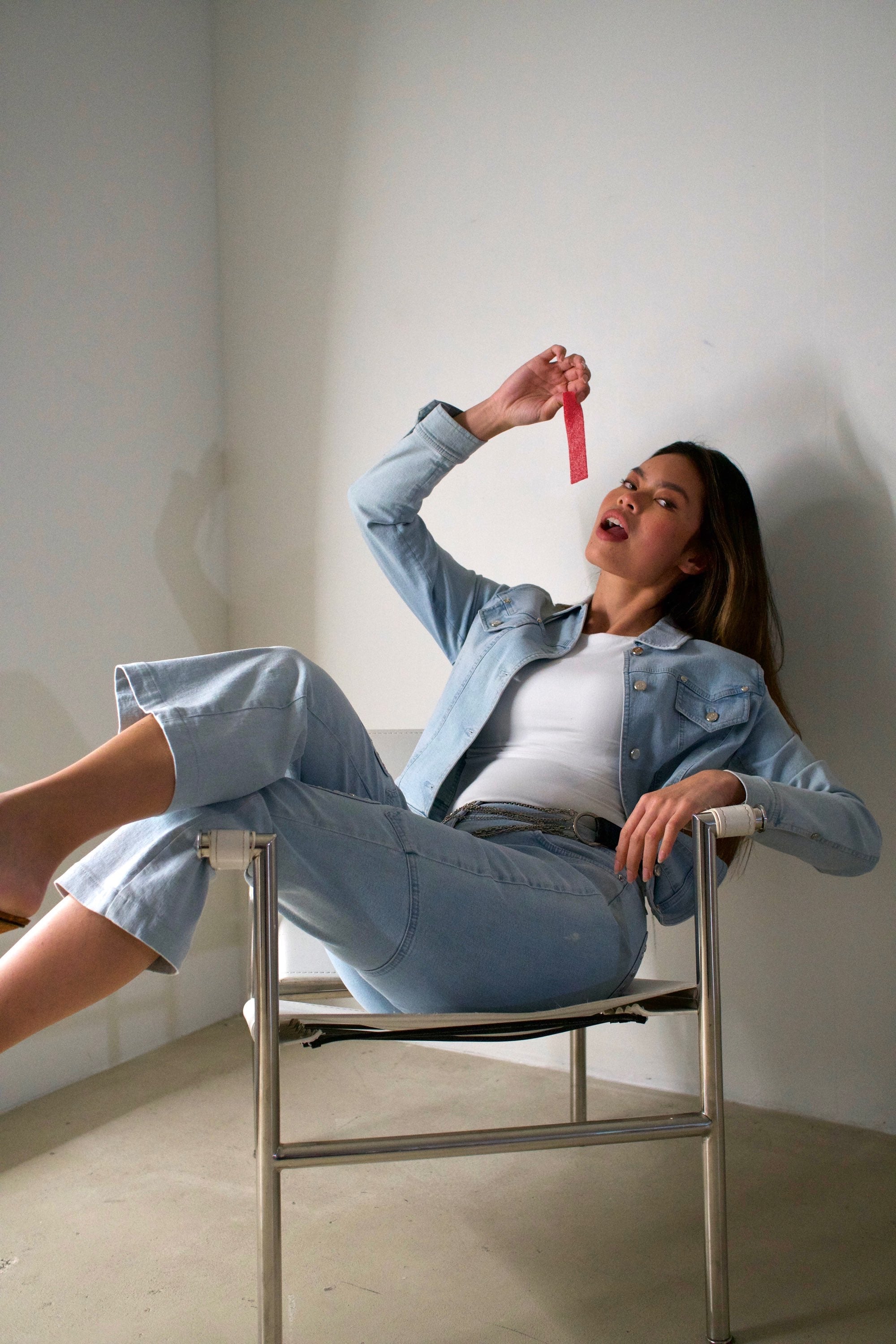 Escada Denim Love Heart Studded Two Piece Jacket Jean Set by CÉLINE in size AU/UK 10 from SUITS category