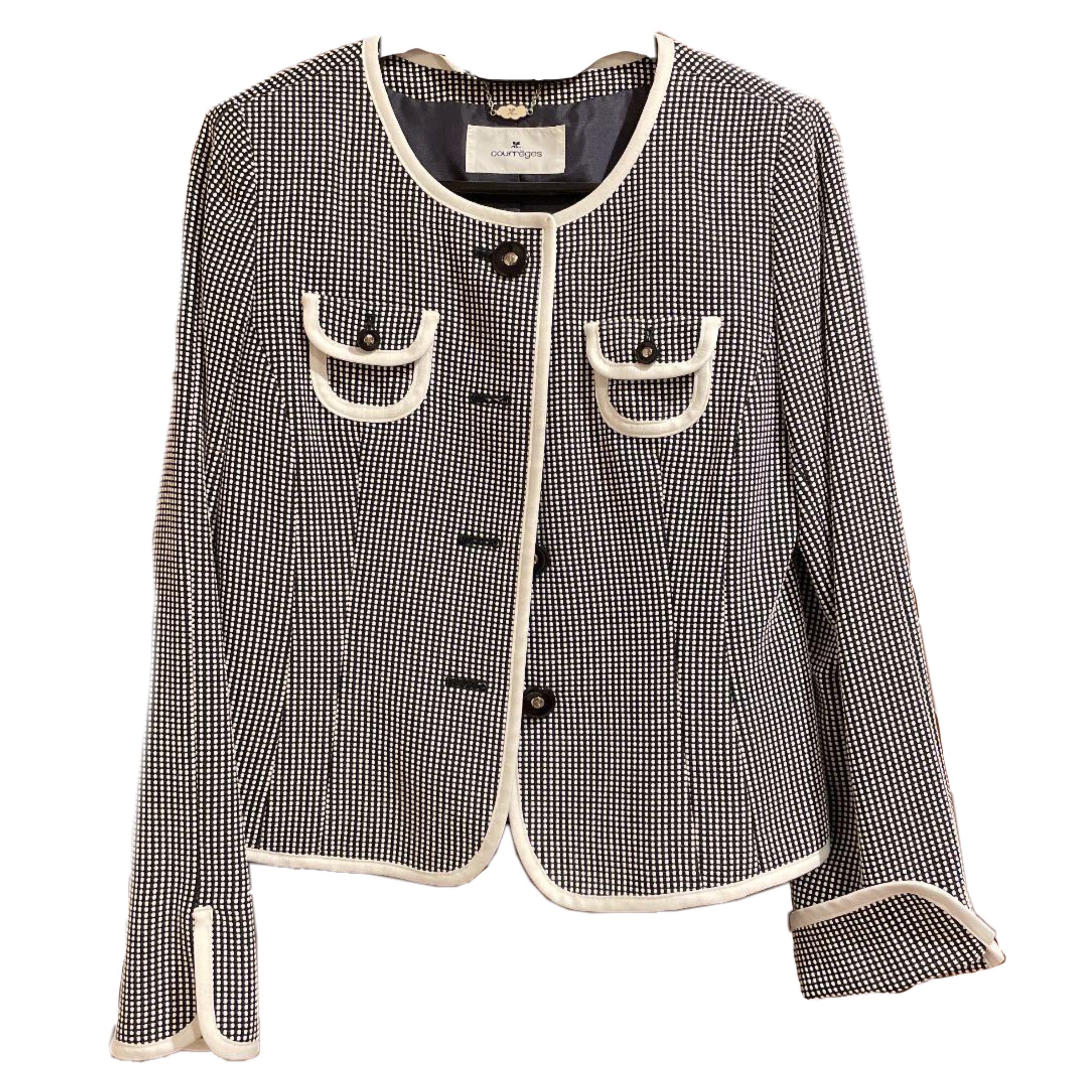 Courreges Checkered Piped Lining Button Down Blazer Skirt Set by CÉLINE in size AU/UK 10 from SUITS category