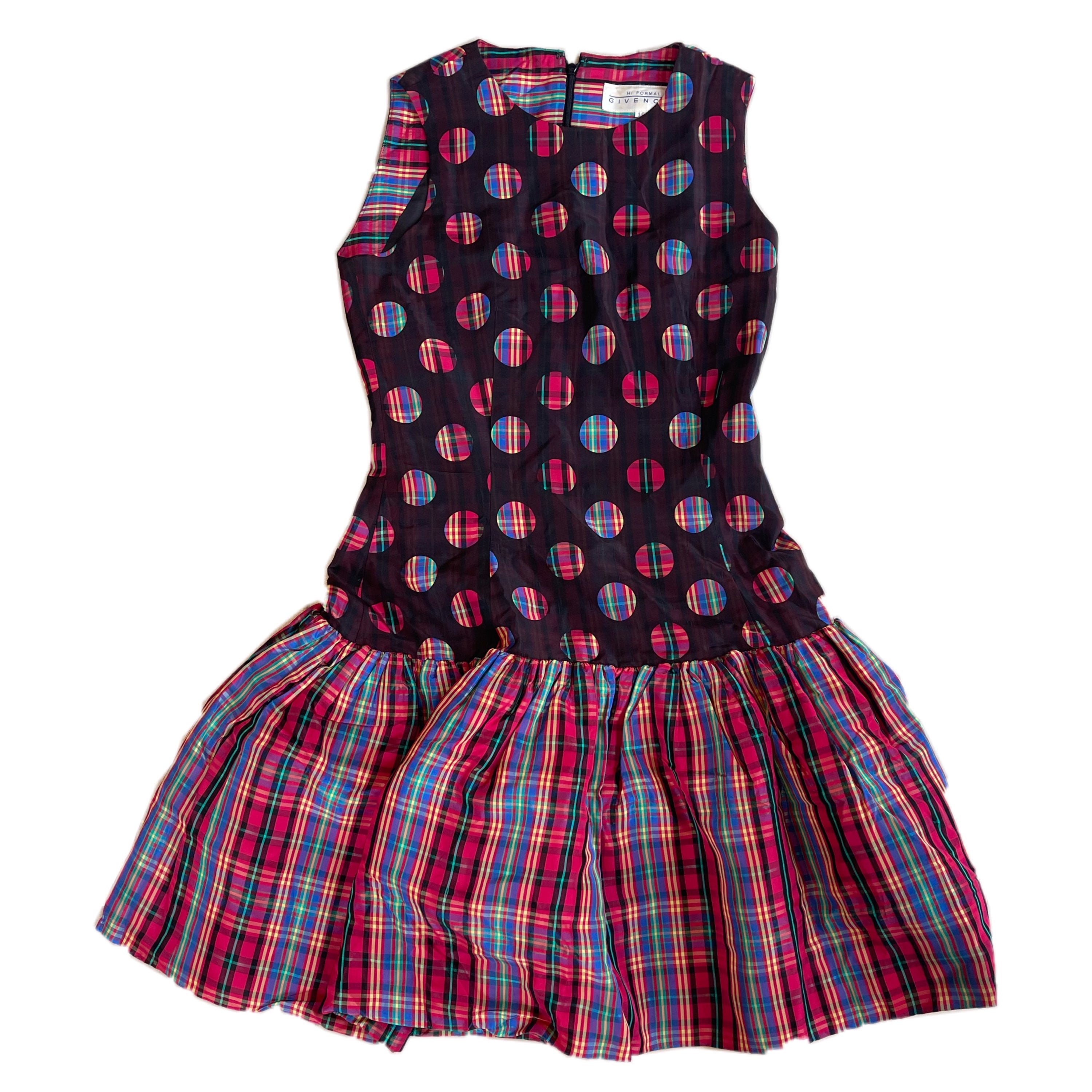 Givenchy Checkered Polka Dot Drop Waist Sless Dress by GIVENCHY in size XS from DRESSES category