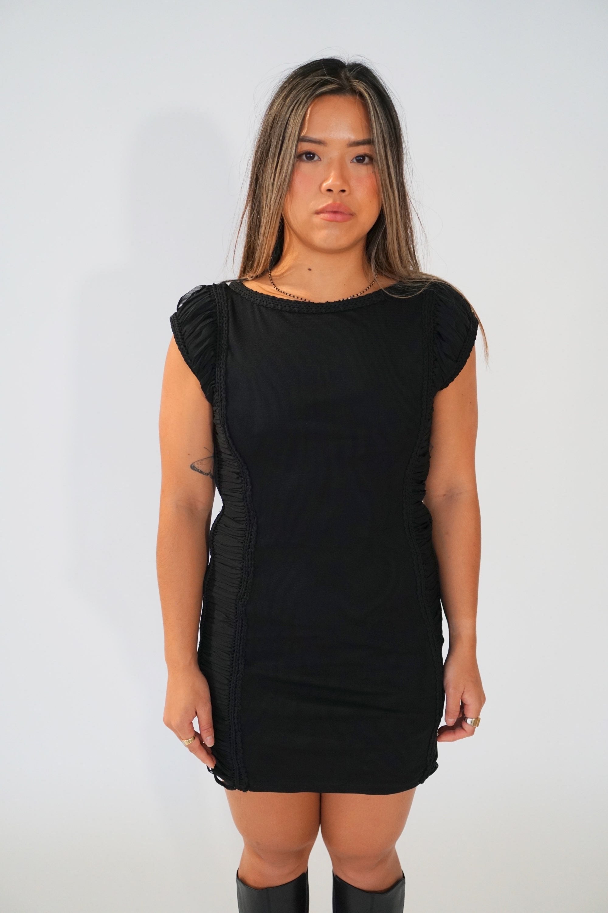 Jean Paul Gaultier Mesh Braided Lace Up Tank Dress by JEAN PAUL GAULTIER in size S from DRESSES category