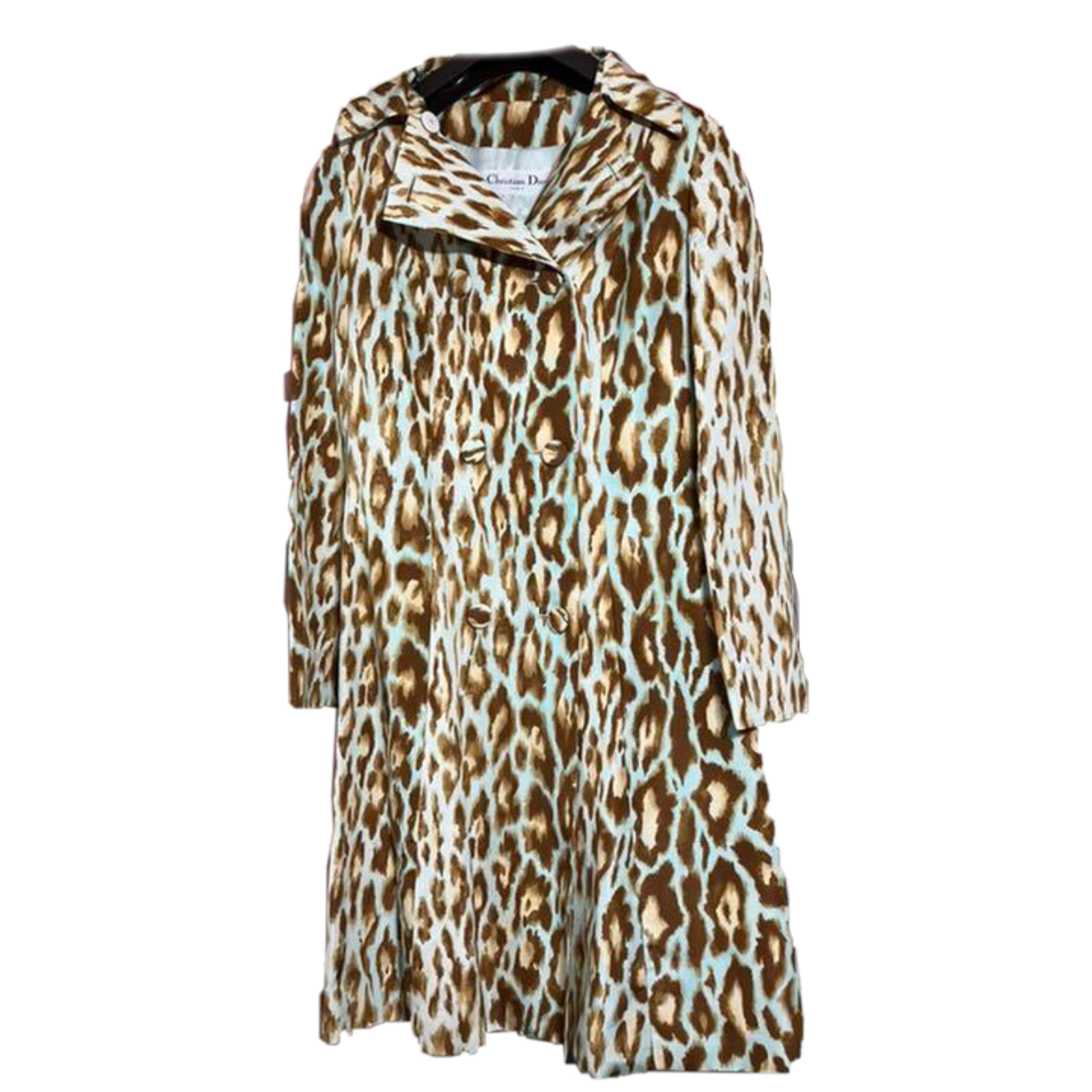 Christian Dior Leopard Silk LS Double Breasted Coat by DIOR in size S from COATS & JACKETS category
