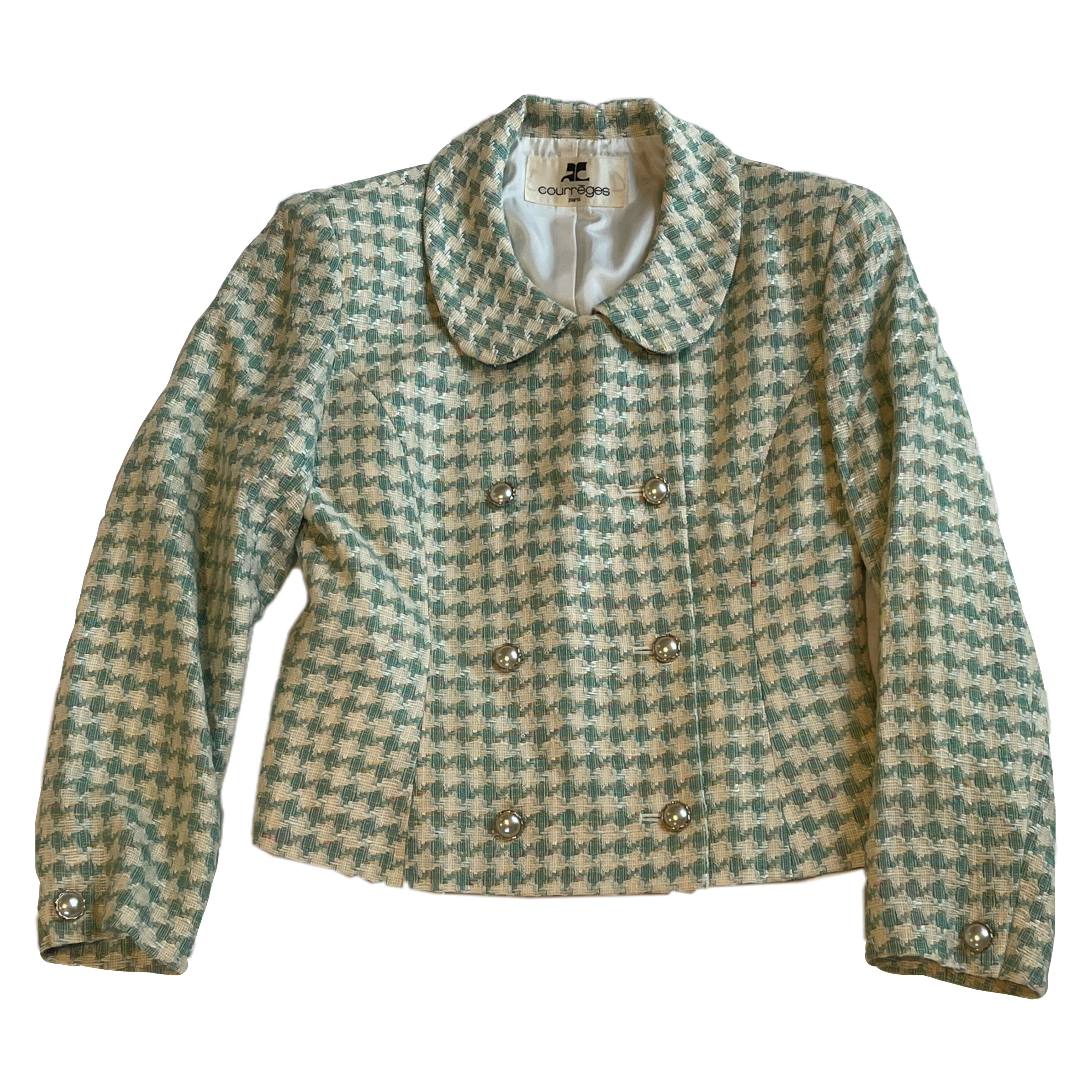 Courreges Tweed Pearl Button Jacket & Skirt Set by CÉLINE in size S from SUITS category