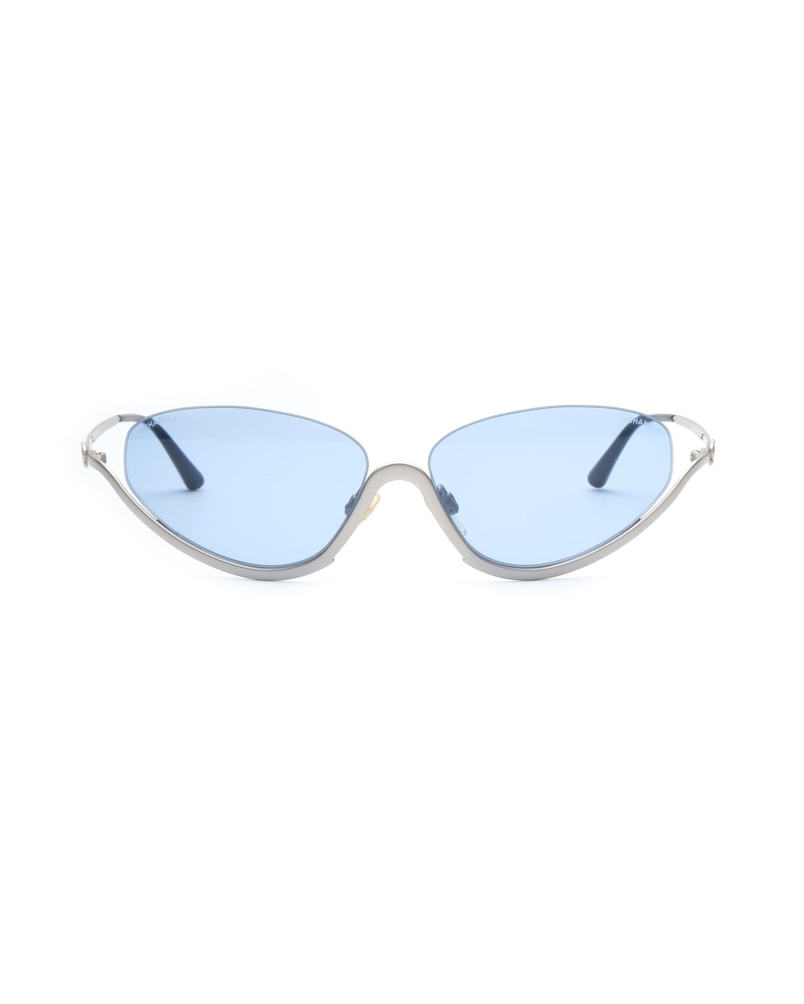 SS2000 Chanel Half-Rim Sunglasses in Satin Silver by CHANEL in size ONE SIZE from ACCESSORIES category