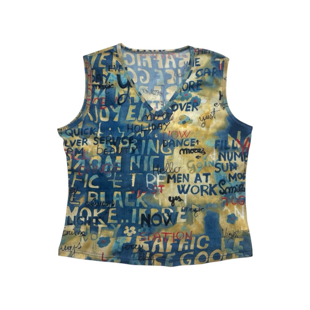 1990s 'Men at Work' Sheer Vest by COP COPINES in size ONE SIZE from TOPS category