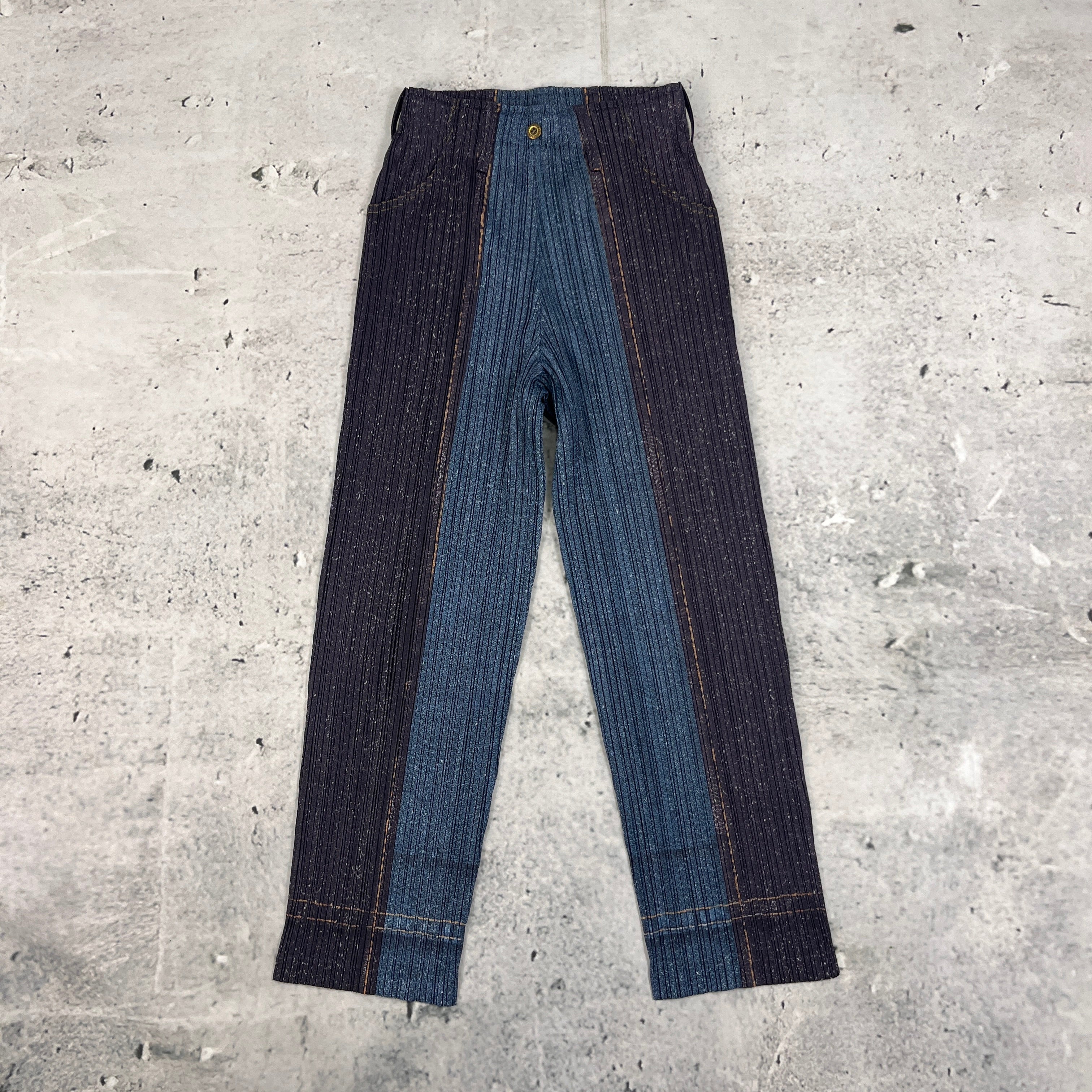 Issey Miyake Pleats Please Denim Trousers by ISSEY MIYAKE in size AU/UK 8 from trousers category