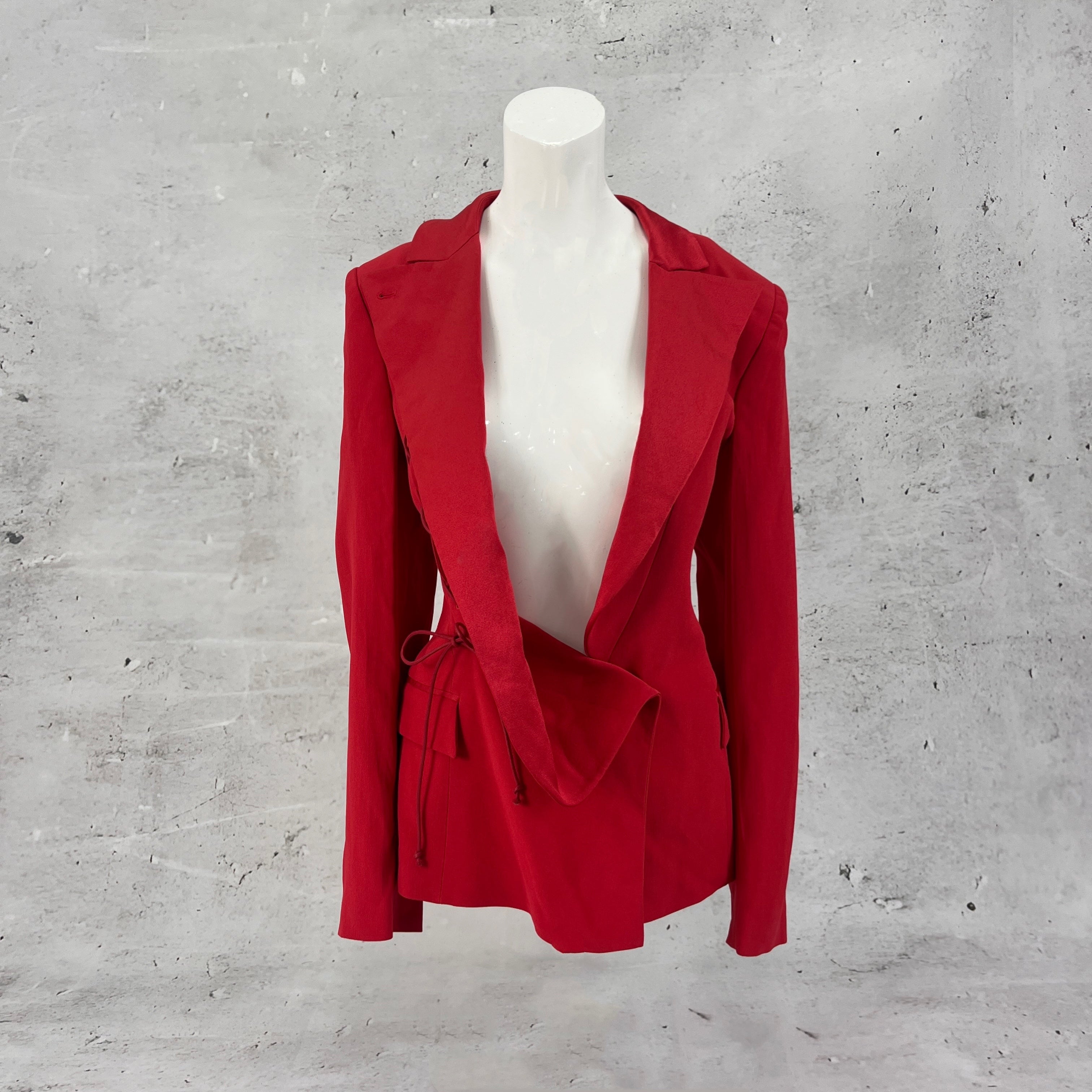 Jean Paul Gaultier Red Lace Up Blazer by JEAN PAUL GAULTIER in size AU/UK 10 from COATS & JACKETS category