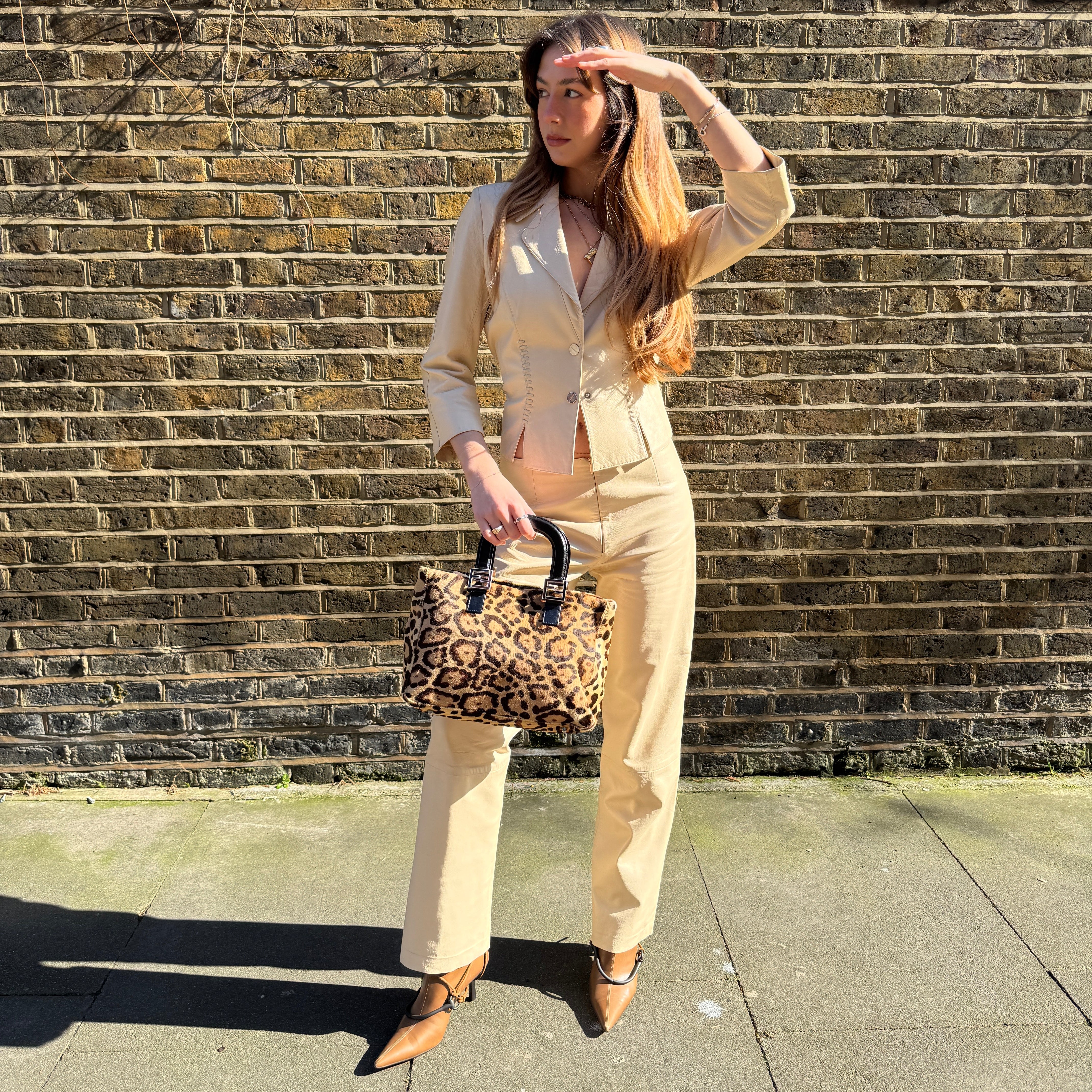 Thierry Mugler Nude Leather Trouser Suit by THIERRY MUGLER in size AU/UK 10 from SUITS category