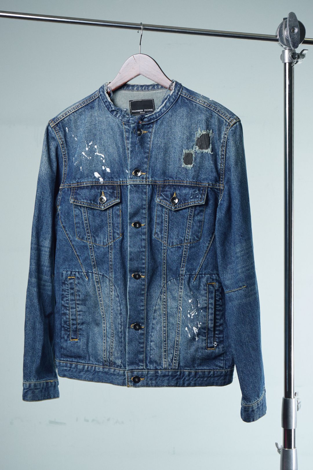 Number Nine Distressed Jacket by Takahiro Miyashita in size L from DENIM category