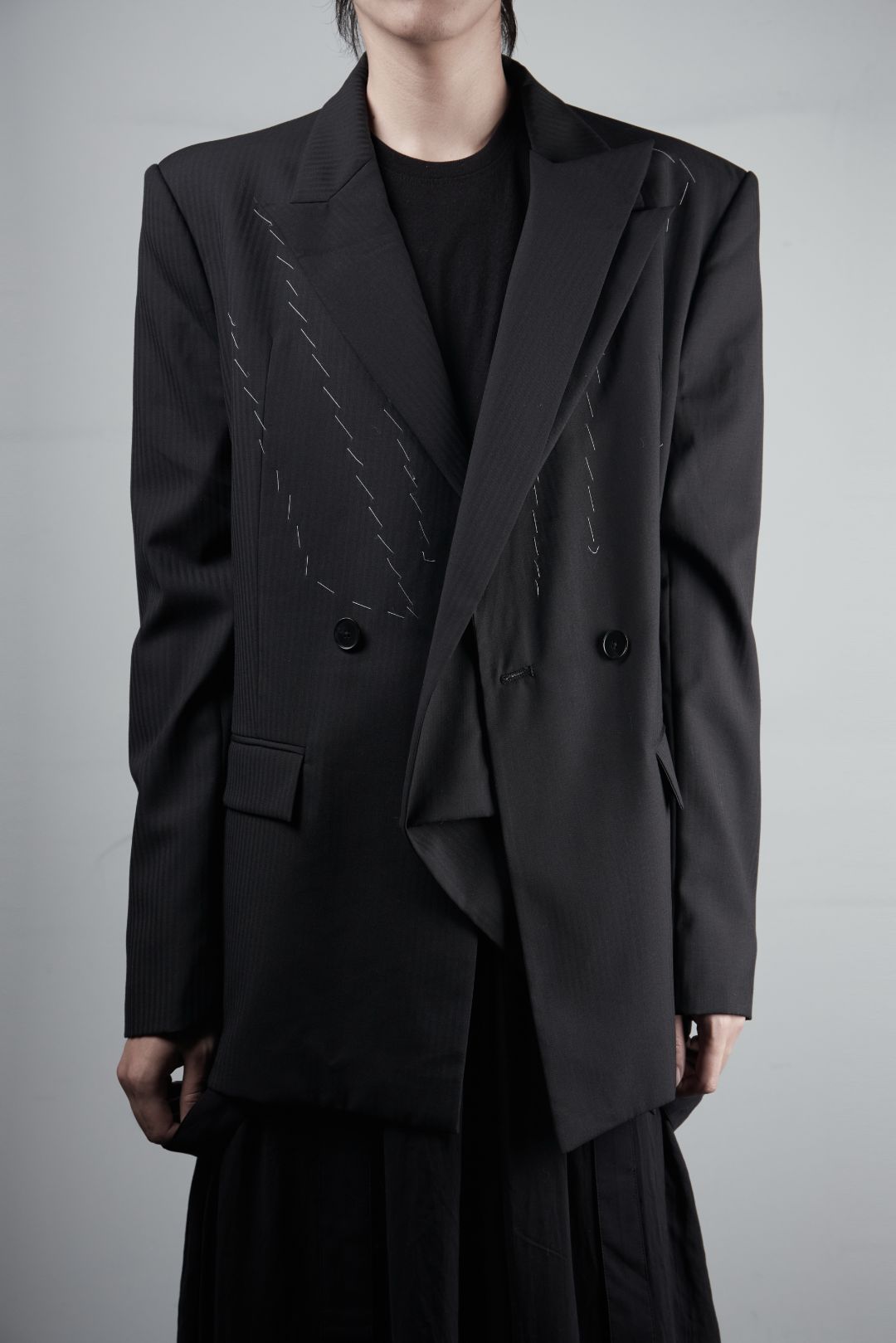 RECONSTRUCTED DOUBLE BREASTED BLAZER by Jared Gao in size XL from COATS & JACKETS category