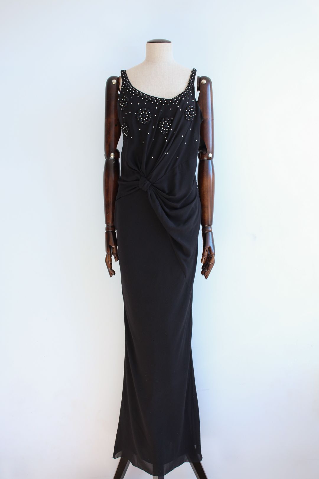 Christian Dior by John Galliano S/S07 Black Draped Silk Rhinestone Gown by DIOR in size FR 36 from DRESSES category