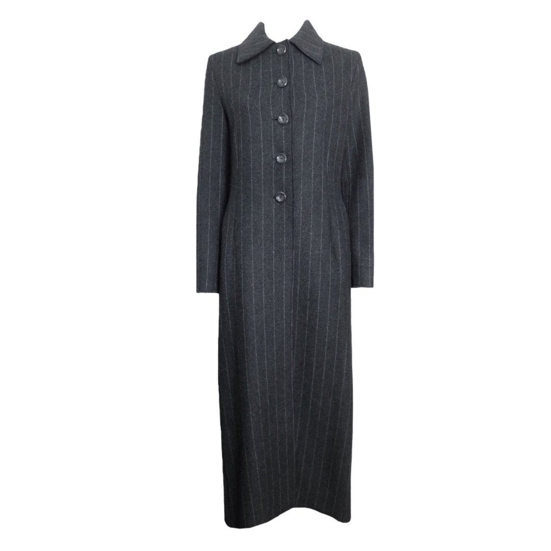 F/W 1998 grey long pinstripe coat by ALBERTA FERRETTI in size M from COATS & JACKETS category
