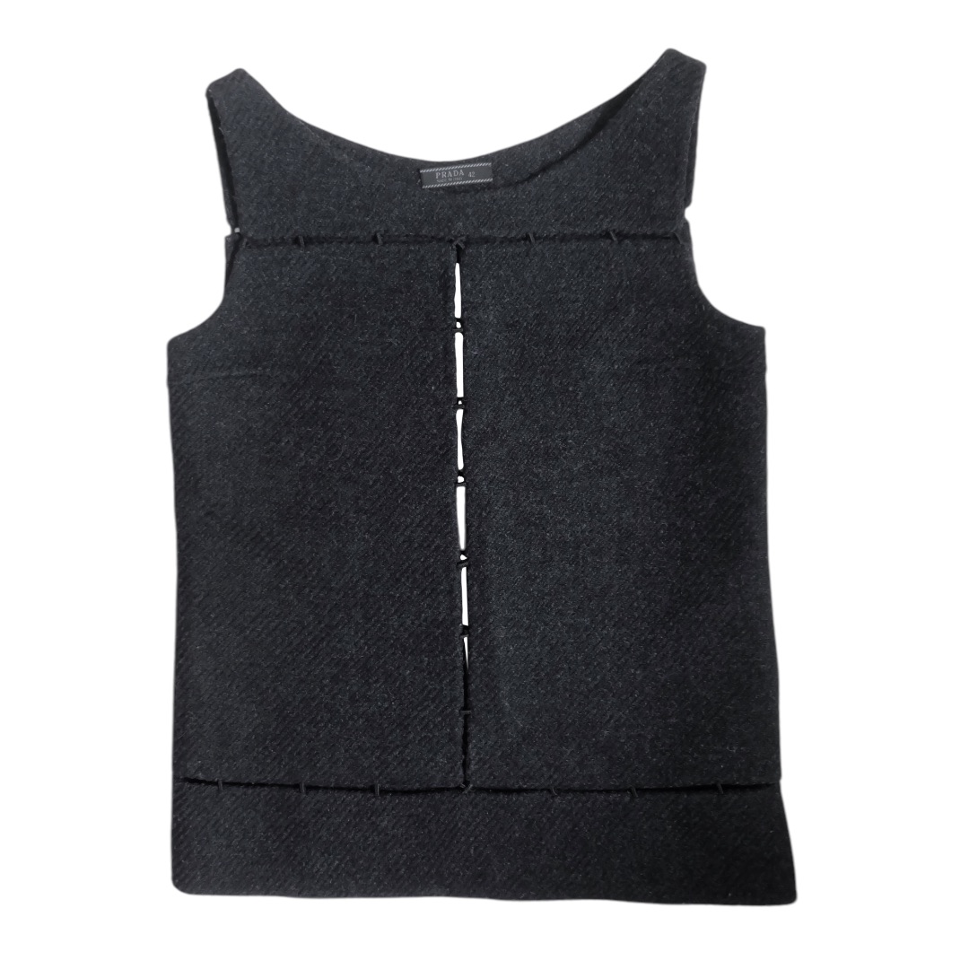 F/W 1998 grey wool panelled top by PRADA in size IT 42 from TOPS category