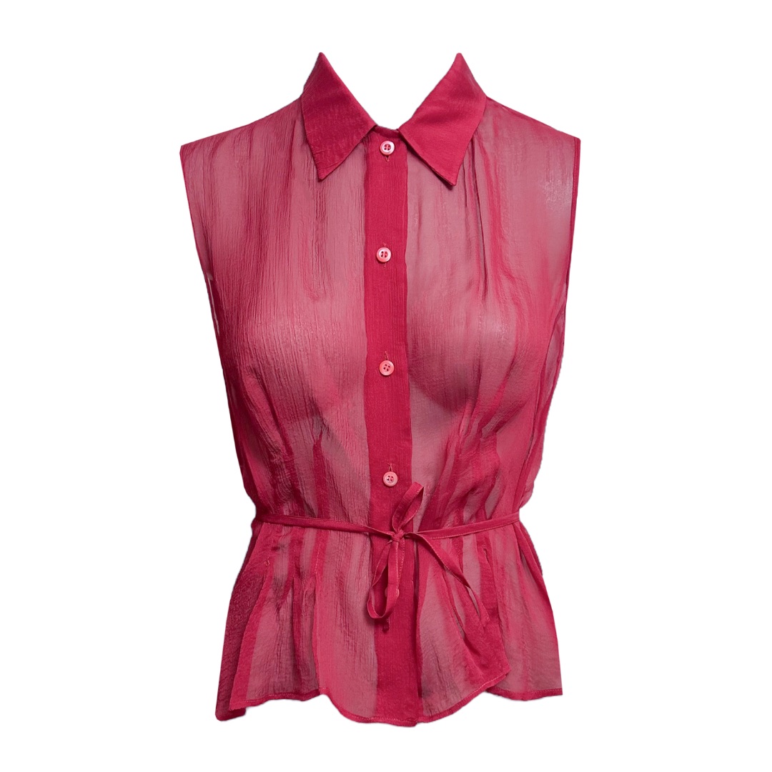 S/S 1997 red silk sleeveless blouse by PRADA in size IT 44 from TOPS category