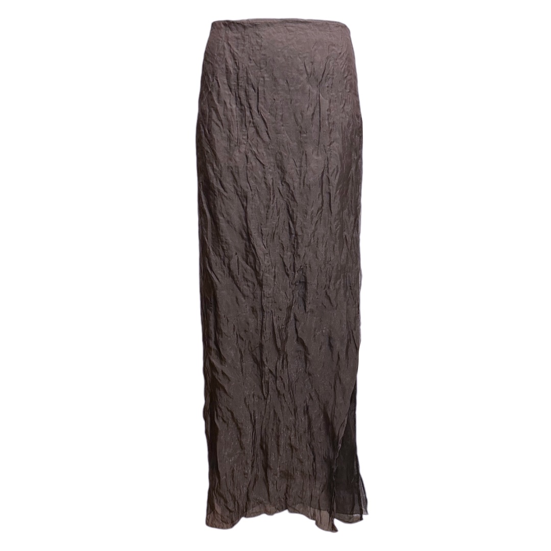 S/S 1999 brown long crinkled skirt by PRADA in size M from SKIRTS category