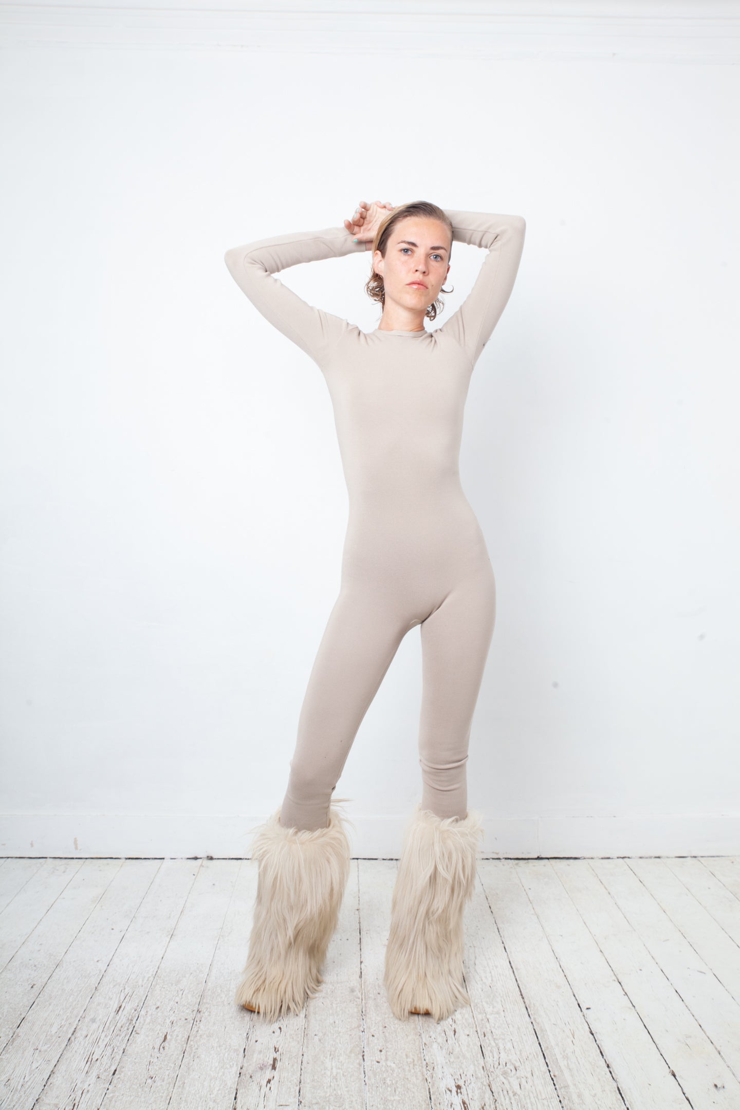 Prada 2000's beige knit body hugging jumpsuit by PRADA in size IT 40 from JUMPSUITS & PLAYSUITS category