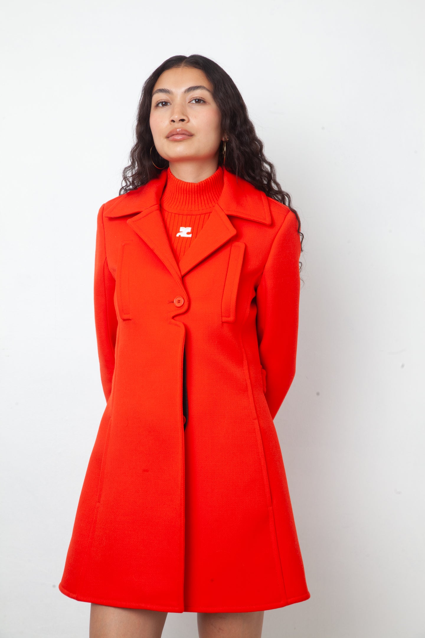 Courrèges 2020's red wool A-line coat by Courrèges in size FR 36 from COATS & JACKETS category